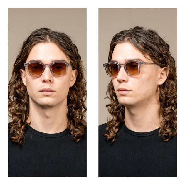 Kyme Eyewear Dionysis: squared vintage sunglasses. Color Honey/tortoise, Material Acetate cellulose, Size Medium