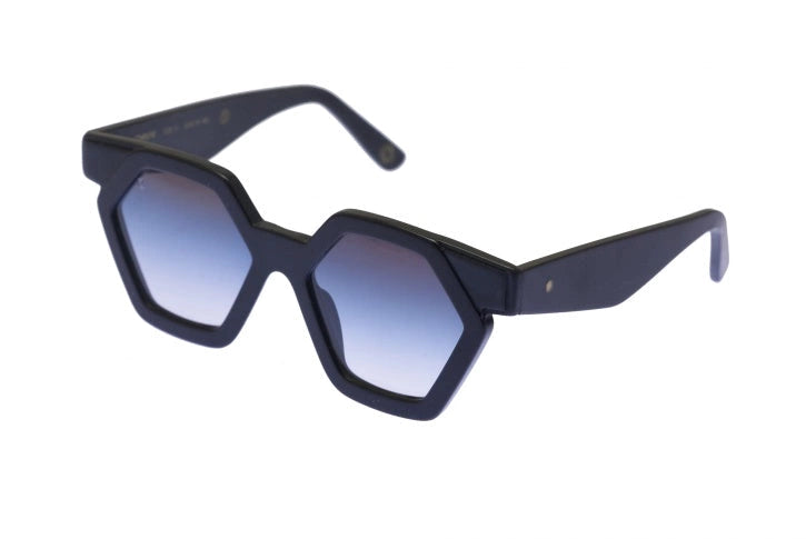Kyme Eyewear Christie: rhomboidal sunglasses. Color Black/Dark Tortoise, Material Acetate cellulose, Size Large