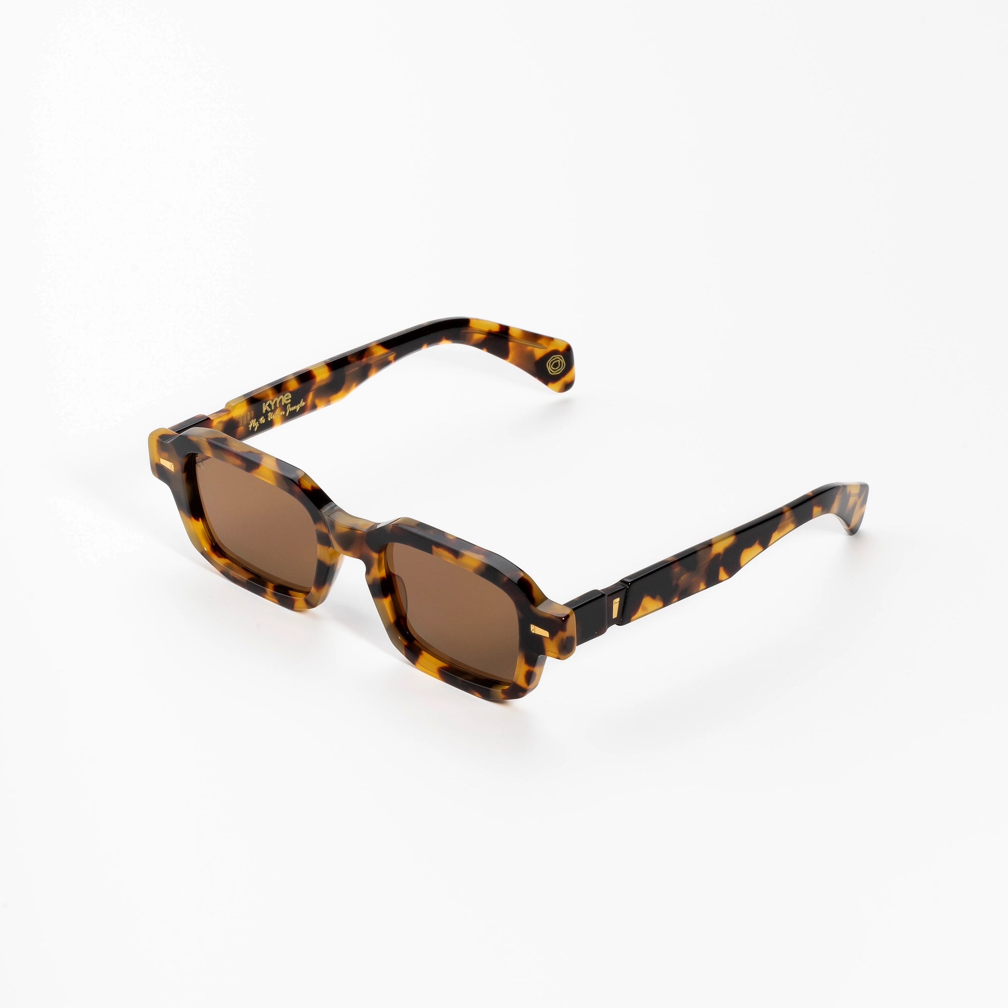 Kyme Eyewear Kyme Pulse Dark Avana Sunglasses - Handmade Bold Italian Eyewear. Color Dark Avana, Size Medium