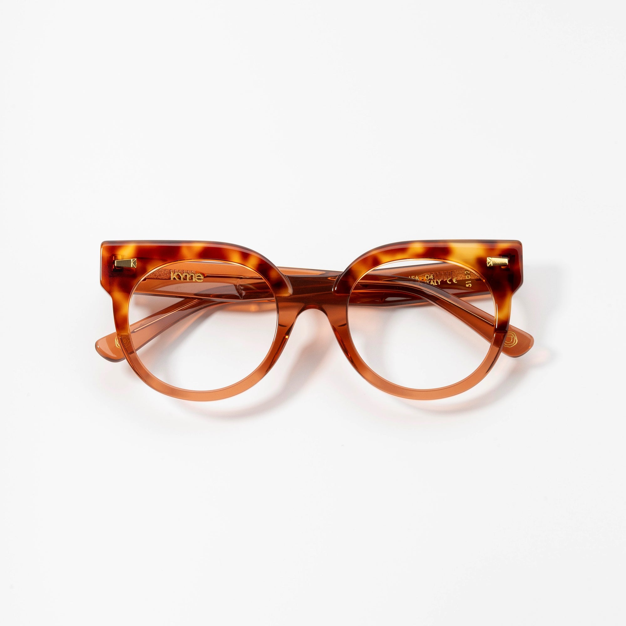 Kyme Eyewear Kyme Lea Amber Tortoise Sunglasses - Handmade Italian Fashion Eyewear. Color Amber Tortoise, Size Medium