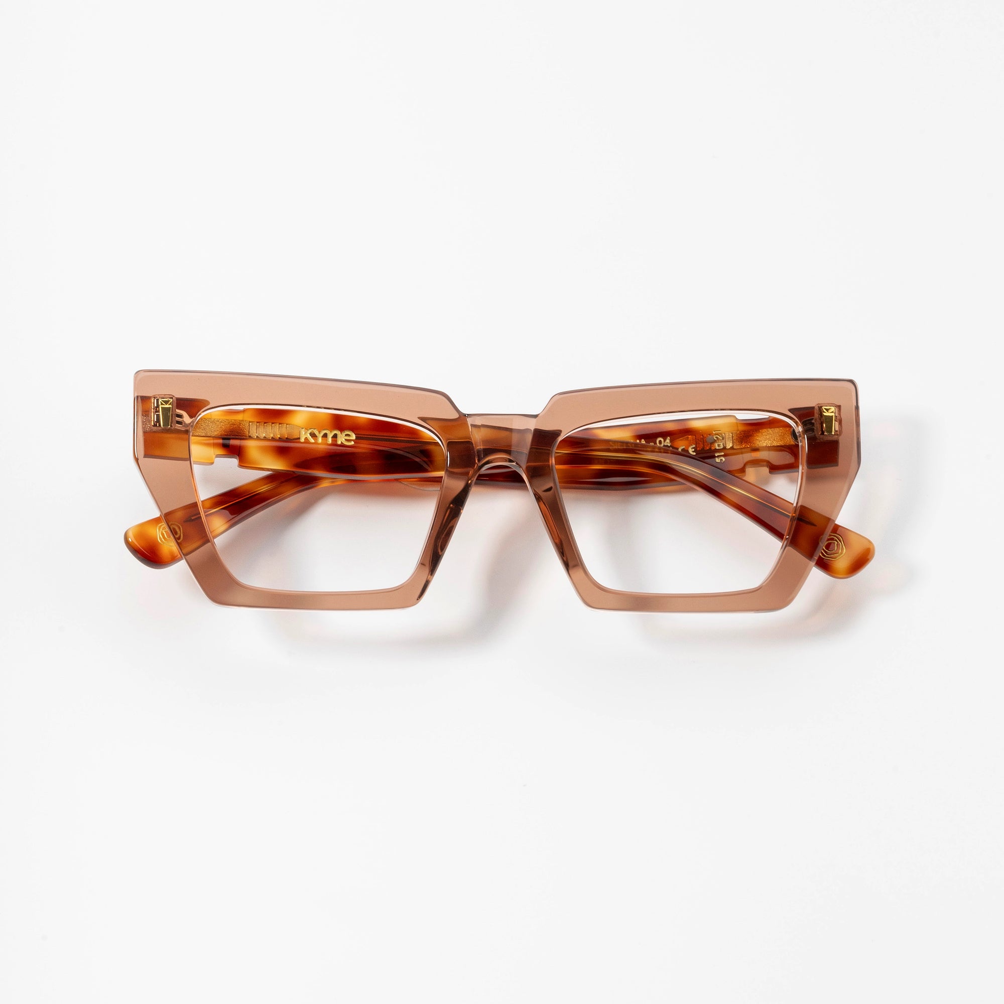 Kyme Eyewear Kyme Sienna Amber Tortoise Sunglasses - Bold Handmade Italian Eyewear. Color Amber Tortoise, Size Medium