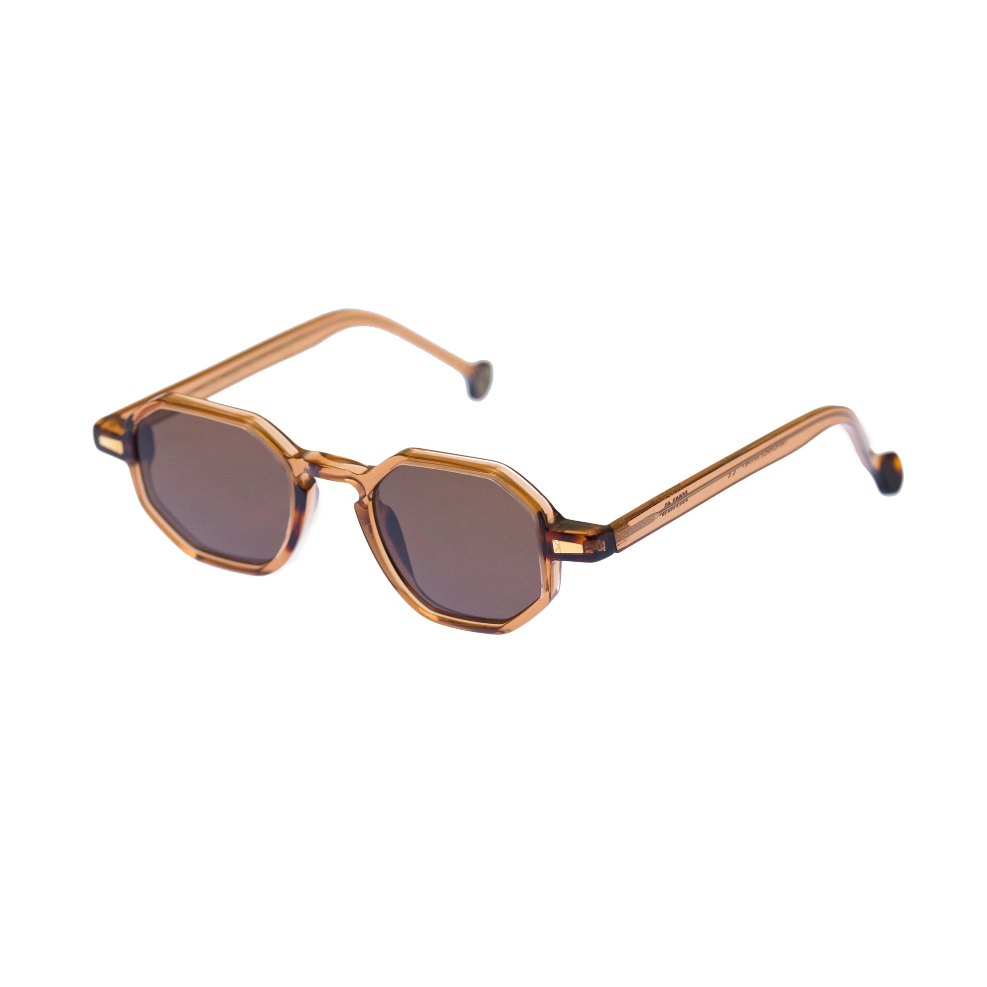 Kyme Eyewear Rio: vintage octagonal sunglasses. Color Tobacco, Material Acetate cellulose, Size Small