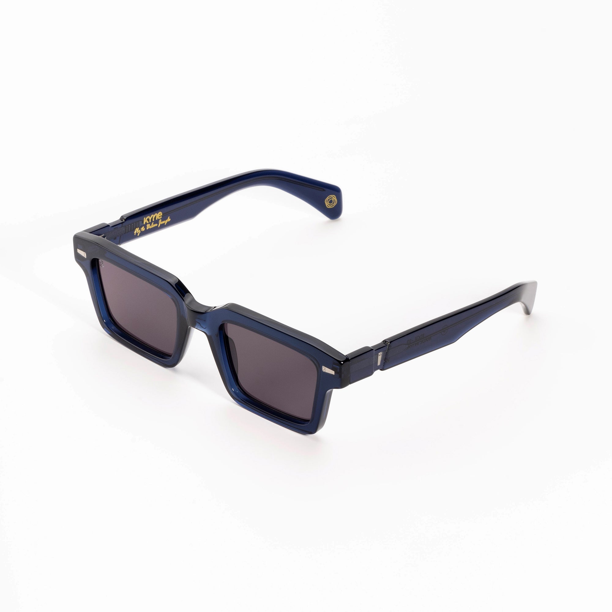 Kyme Eyewear Kyme Edge Blue Sunglasses - Bold Handmade Italian Eyewear. Color Blue, Size Medium