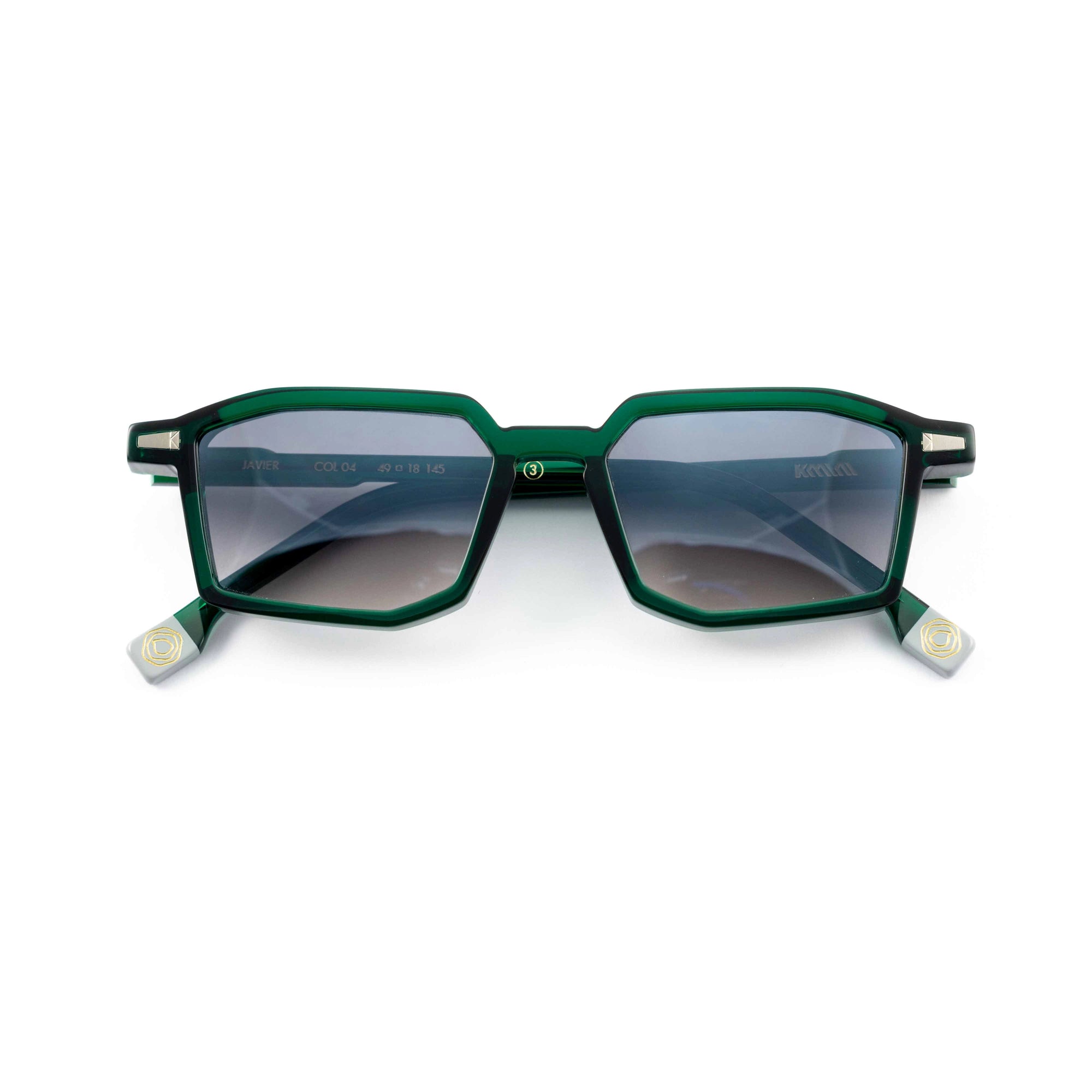 Kyme Eyewear Javier: rectangular sunglasses. Color Green, Material Acetate cellulose, Size Medium