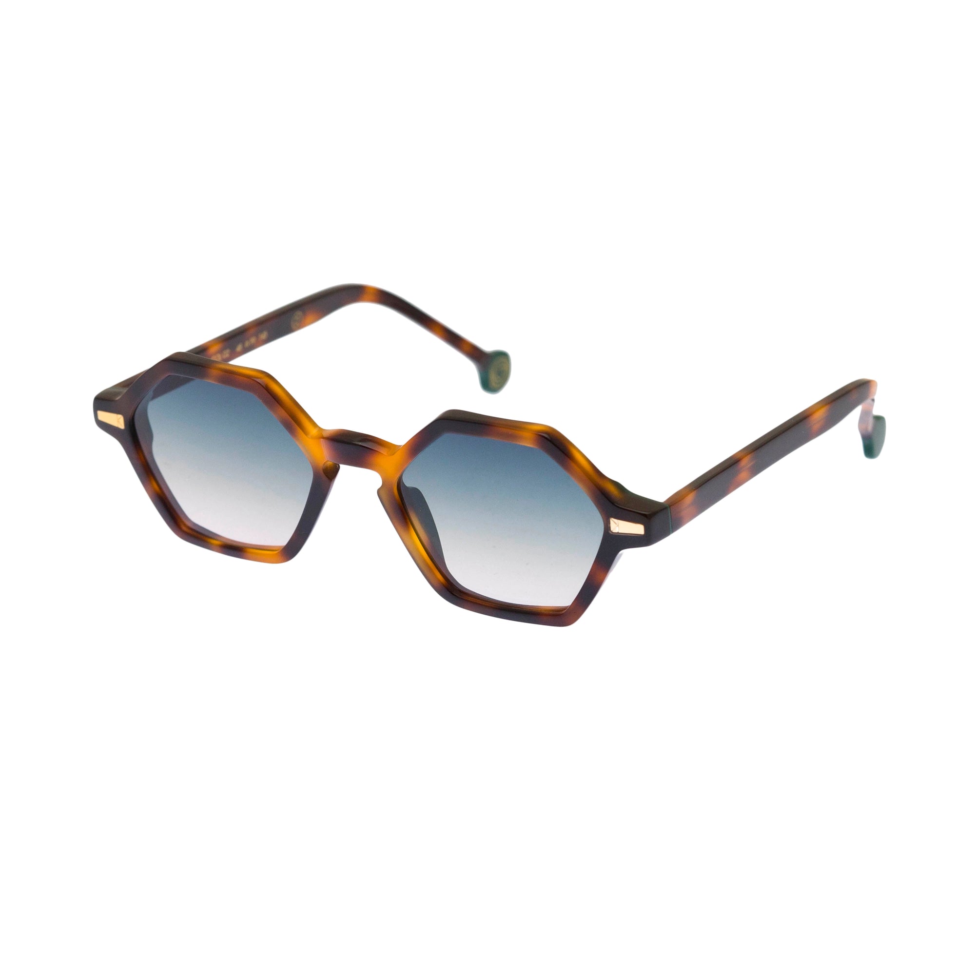 Kyme Eyewear COLE2: hexagonal vintage sunglasses. Color Tobacco, Material Acetate cellulose, Size Small