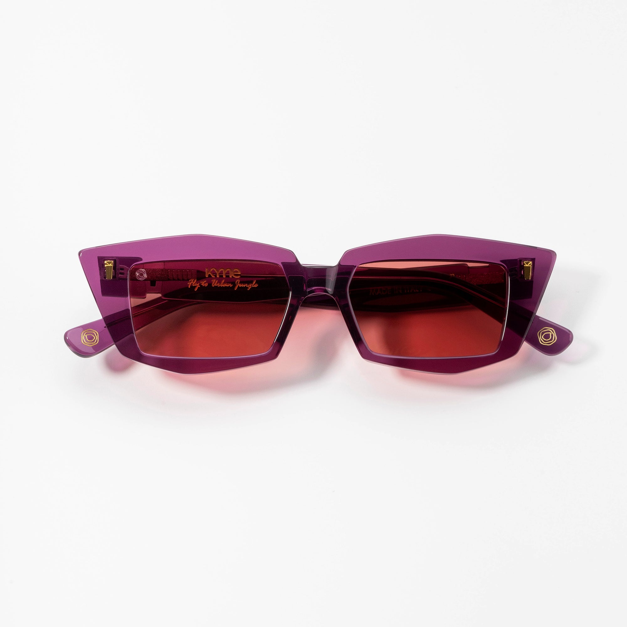 Kyme Eyewear Kyme Nova Violet Sunglasses - Bold Handmade Italian Fashion Eyewear. Color Violet, Size Medium