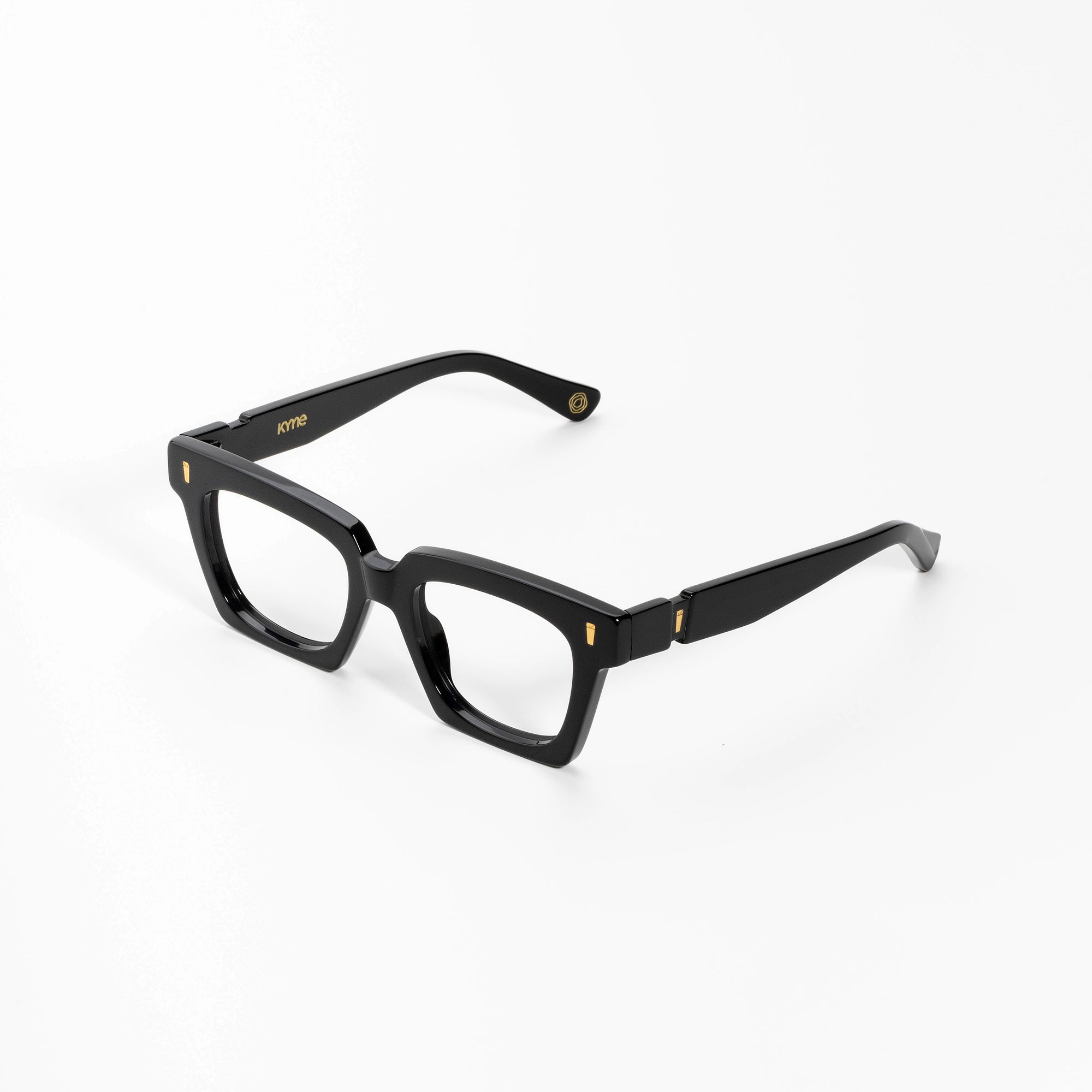 Kyme Eyewear Kyme Yasmine Black Sunglasses - Handmade Premium Italian Eyewear. Color Black, Size Medium