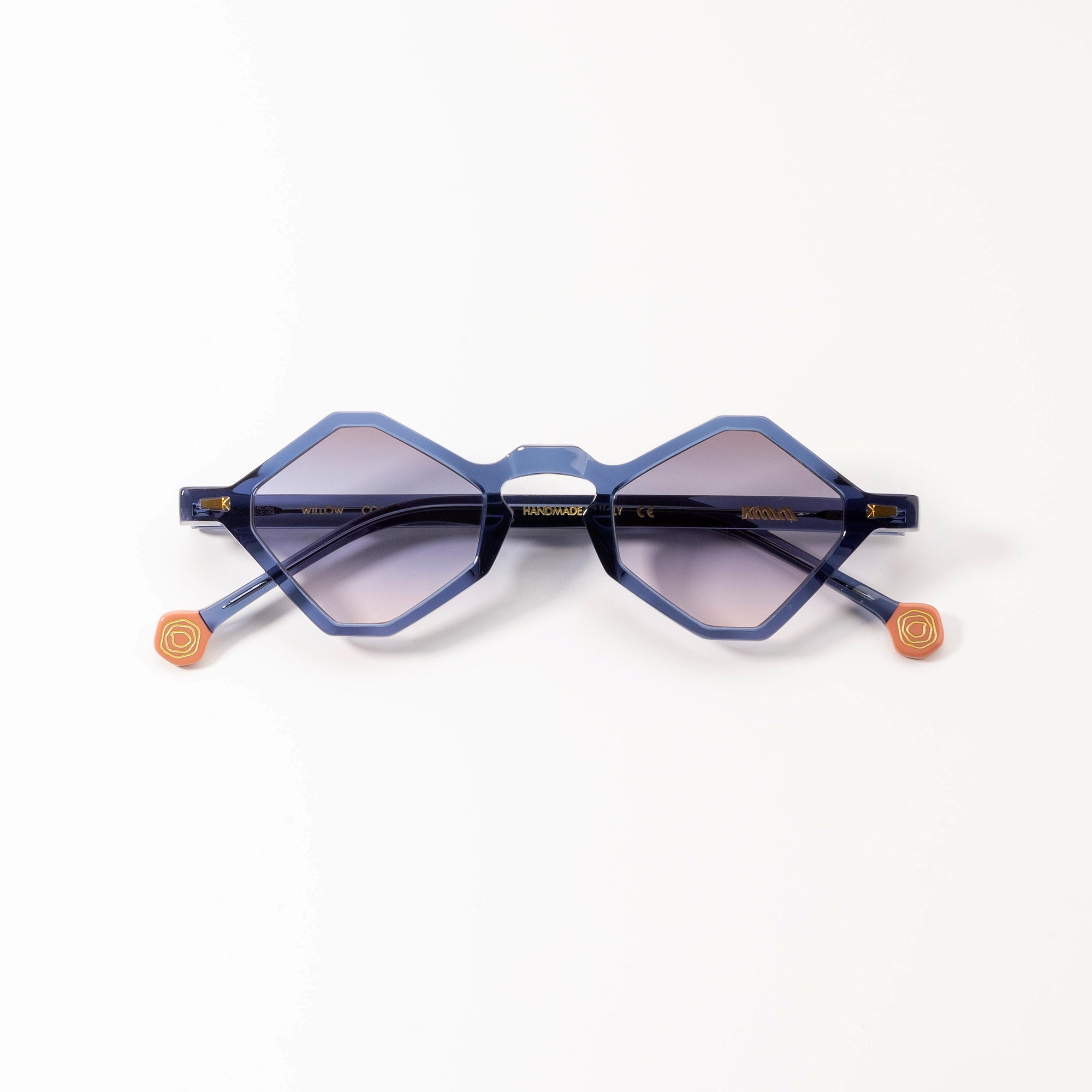 Kyme Eyewear Willow: Diamond-shaped Italian Sunglasses. Color Blue, Material Acetate Cellulose, Size Medium