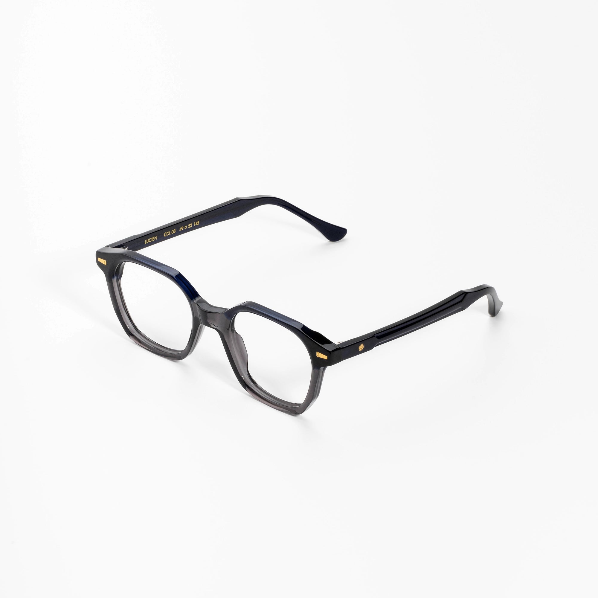 Kyme Eyewear Kyme Lucien Grey Black Sunglasses - Handmade Italian Geometric Eyewear. Color Grey Black, Size Medium