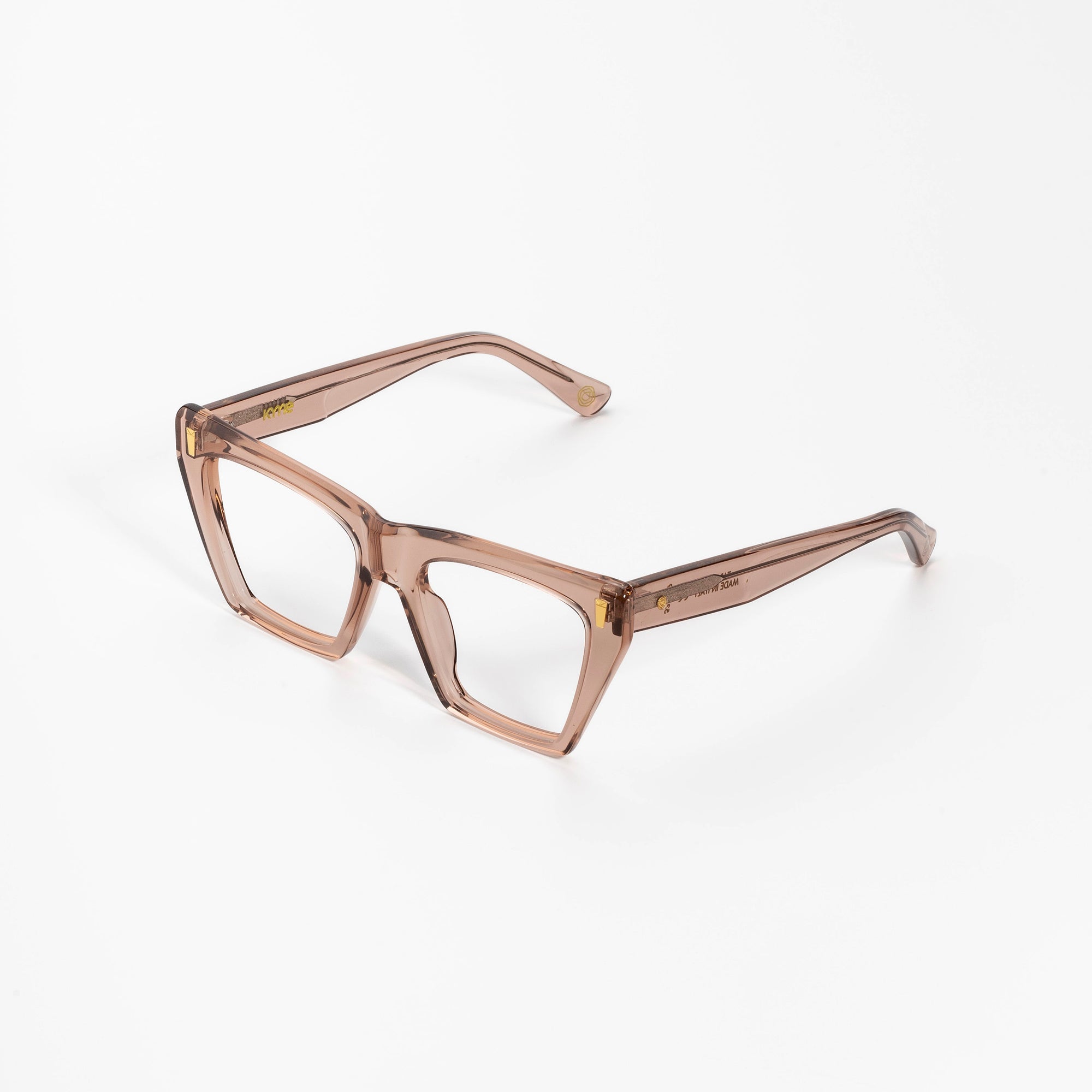 Kyme Eyewear Kyme Zara Transparent Gold Sunglasses - Premium Handmade Italian Eyewear. Color Transparent Gold, Size Medium