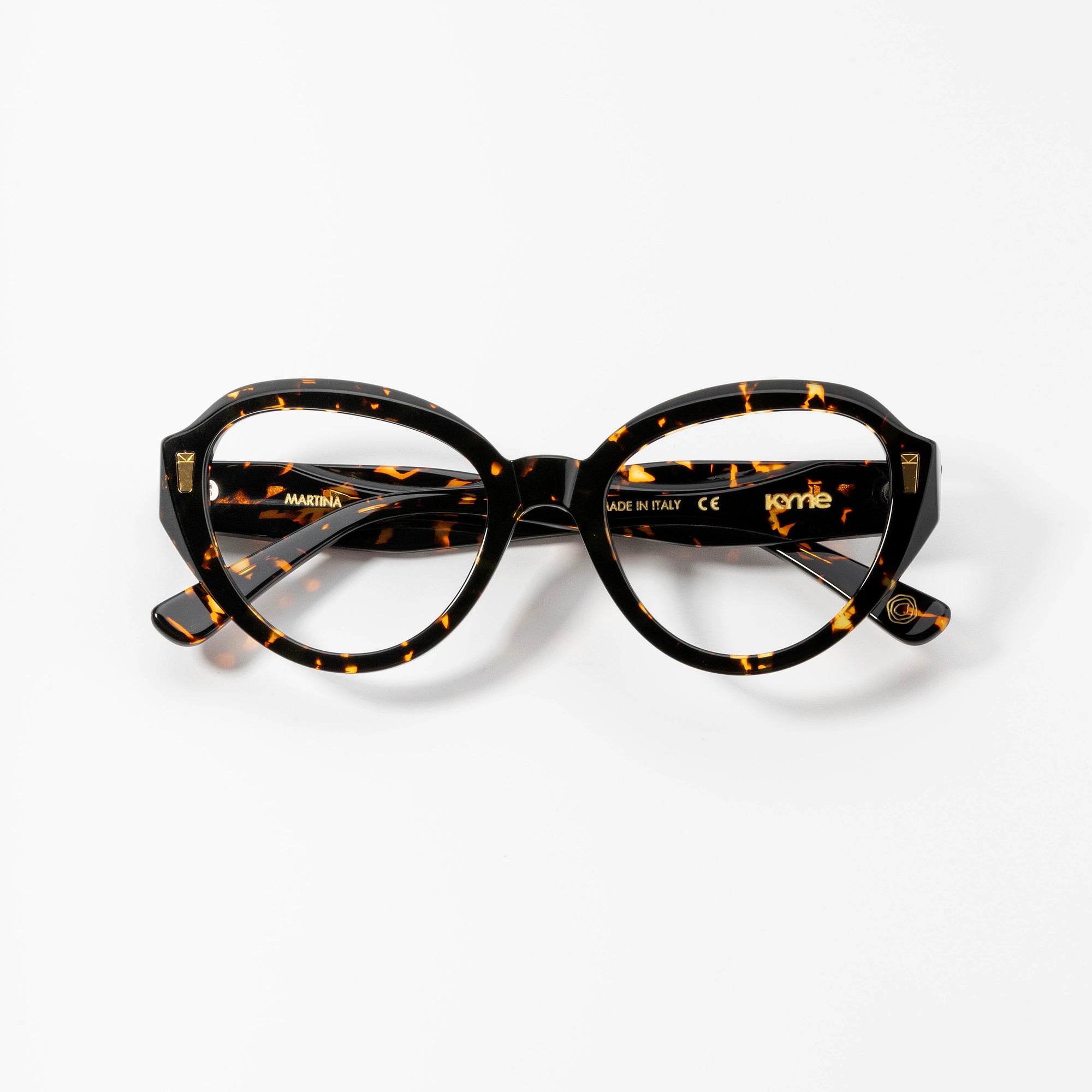 Kyme Eyewear Kyme Martina Dark Avana Sunglasses - Handmade Round Italian Eyewear. Color Dark Avana, Size Medium