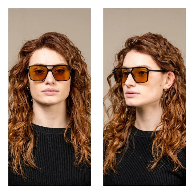Kyme Eyewear Jorges: oversized ultralite acetate rectangular sunglasses. Color Camou black/teal, Material Acetate cellulose, Size Large
