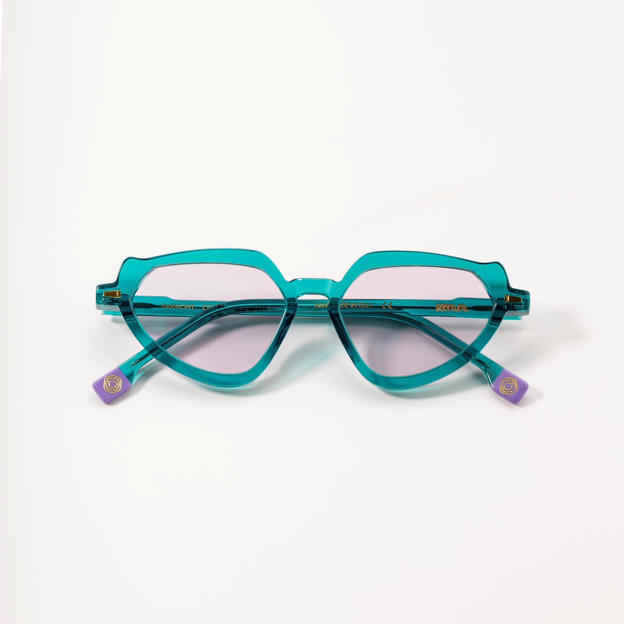 Kyme Eyewear Kyme Harmony: Geometric Italian Sunglasses with Vintage Flair. Color Sea Water, Material Acetate cellulose, Size Medium