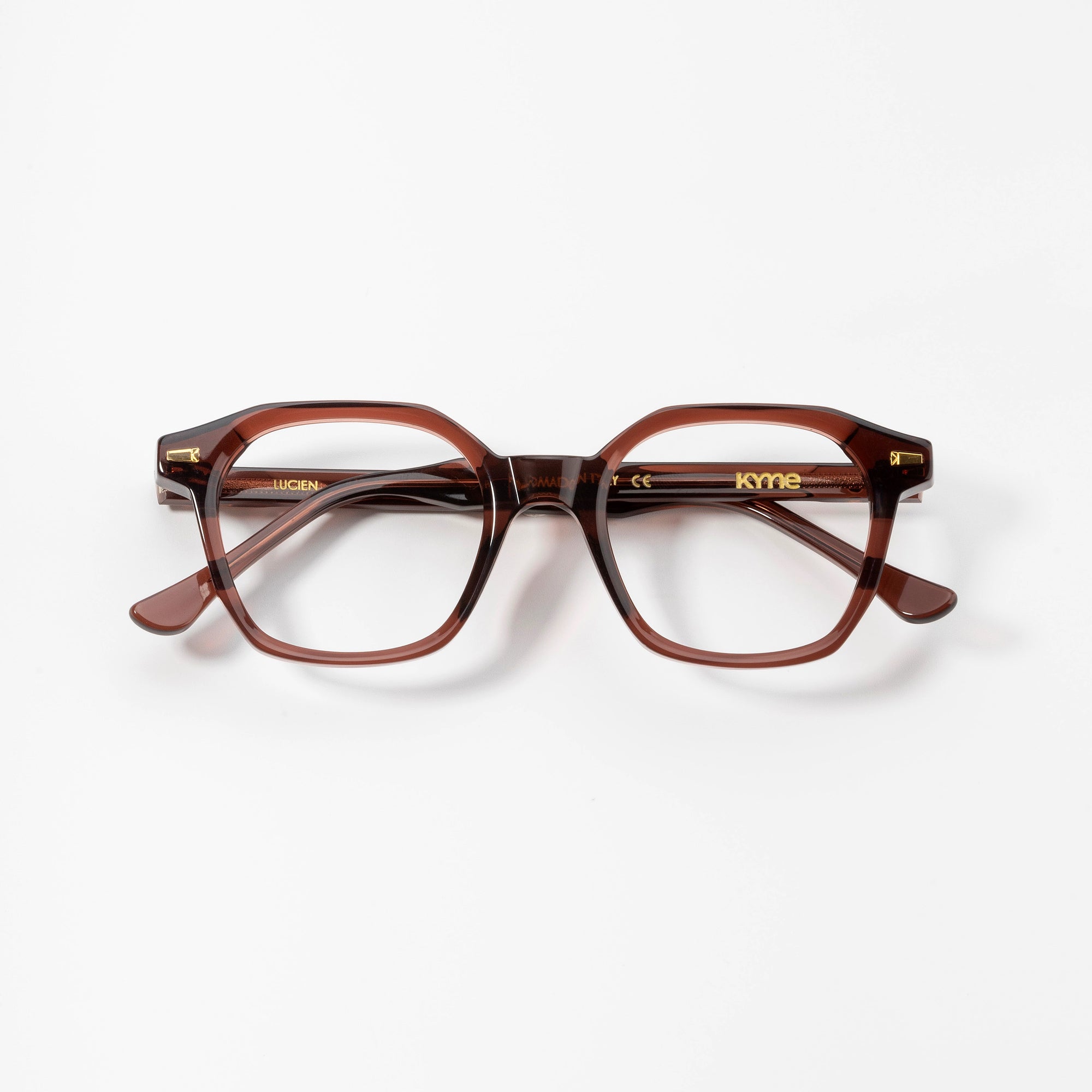 Kyme Eyewear Kyme Lucien Browne Sunglasses - Handmade Italian Geometric Eyewear. Color Browne, Size Medium