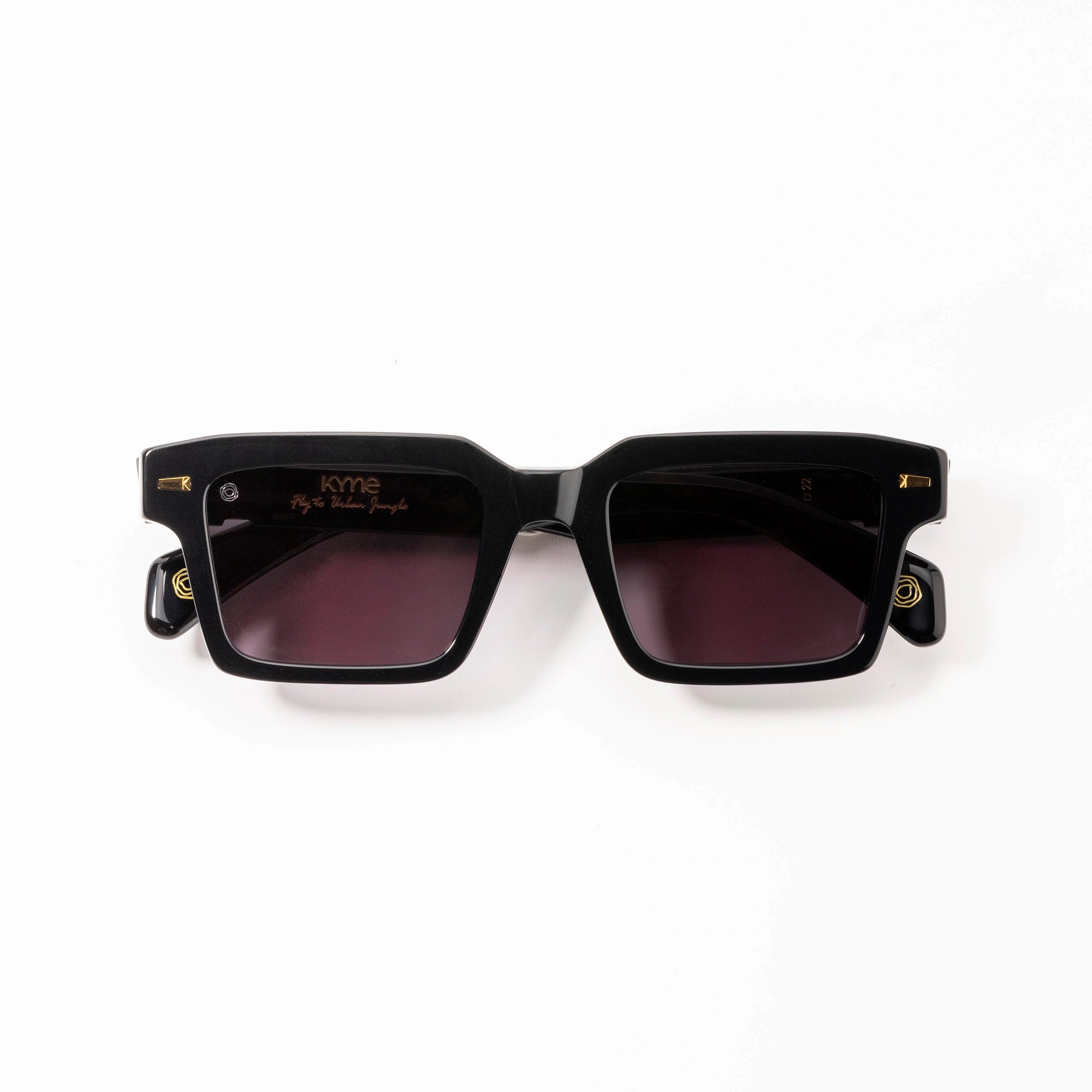 Kyme Eyewear Kyme Edge Black Sunglasses - Bold Handmade Italian Eyewear. Color Black, Size Medium