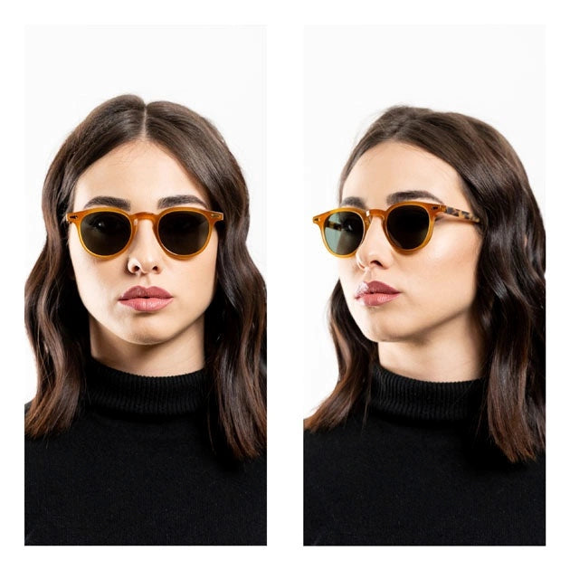 Kyme Eyewear Bob: pantos vintage sunglasses. Bicolor tobacco/tortoise, Material Acetate cellulose, Size Small