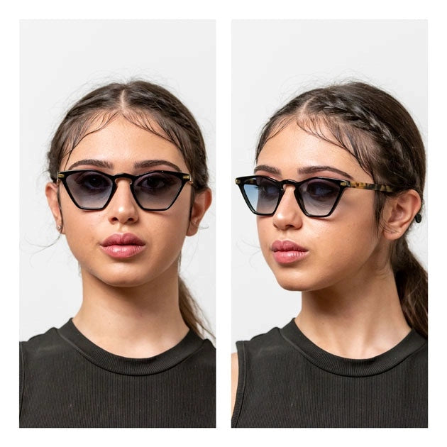 Kyme Eyewear Peggy: vintage cat-eye sunglasses. Color Camouflage black, Material Acetate cellulose, Size Small