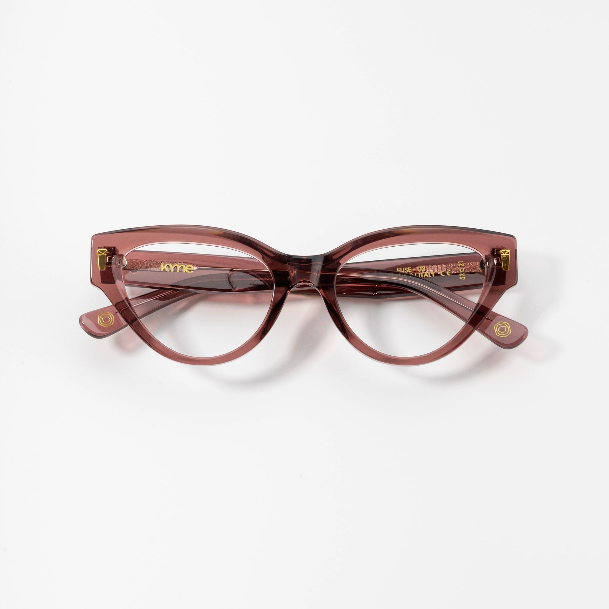 Kyme Eyewear Kyme Elisa Browne Sunglasses - Handmade Cat-Eye Italian Eyewear. Color Browne, Size Medium