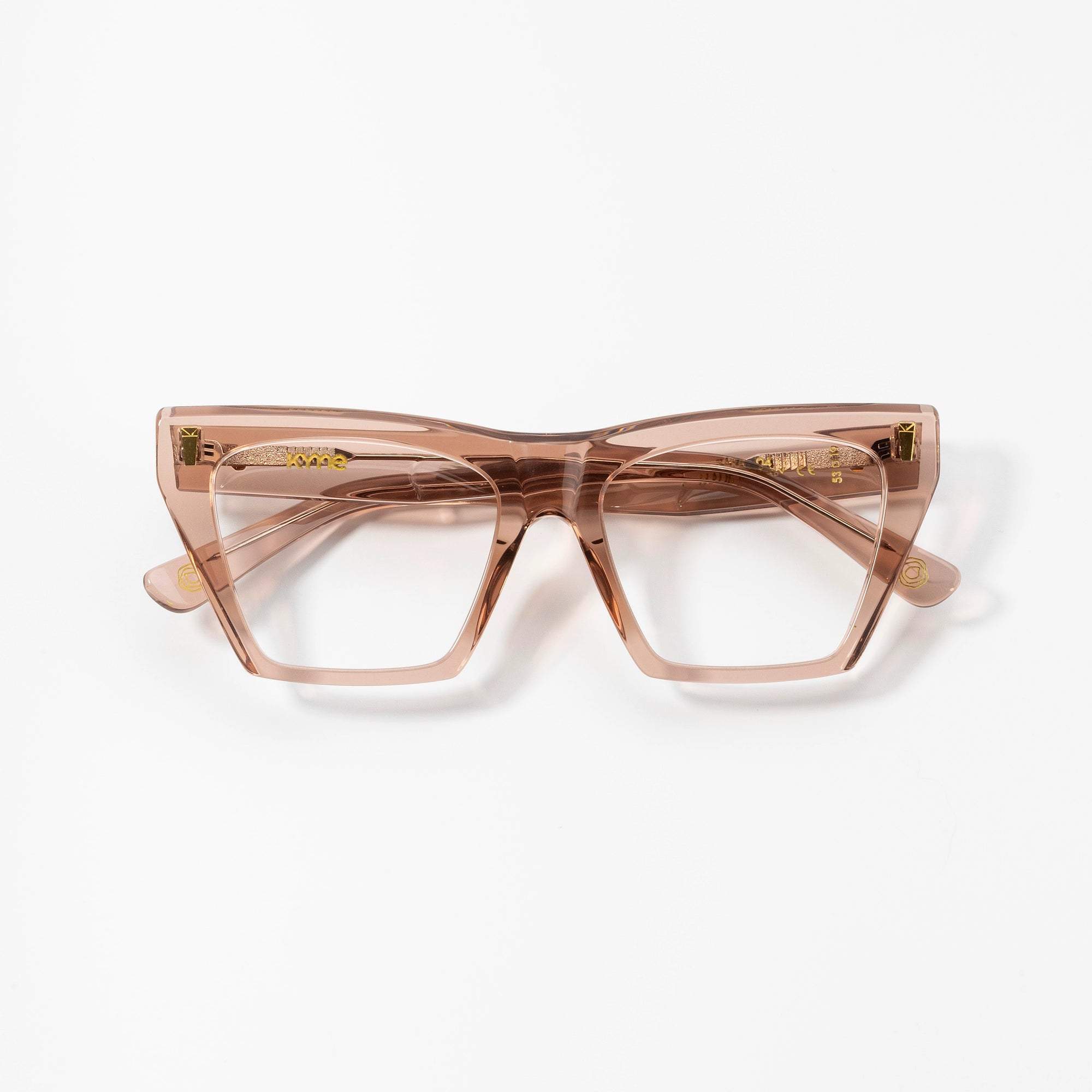 Kyme Eyewear Kyme Zara Transparent Gold Sunglasses - Premium Handmade Italian Eyewear. Color Transparent Gold, Size Medium