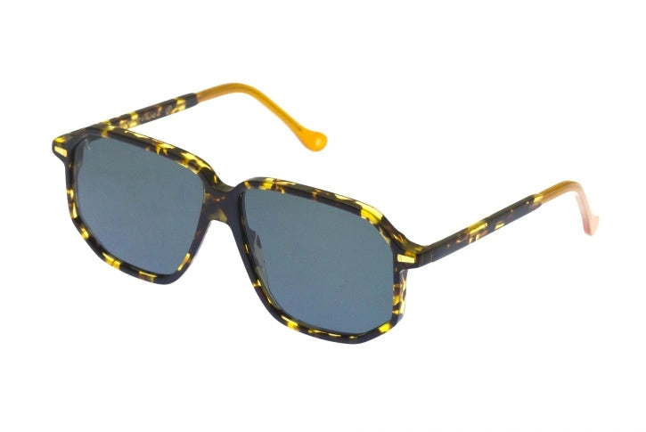 Kyme Eyewear Sebastien: oversized ultralite acetate aviator sunglasses. Color Camou black/teal, Material Acetate cellulose, Size XL