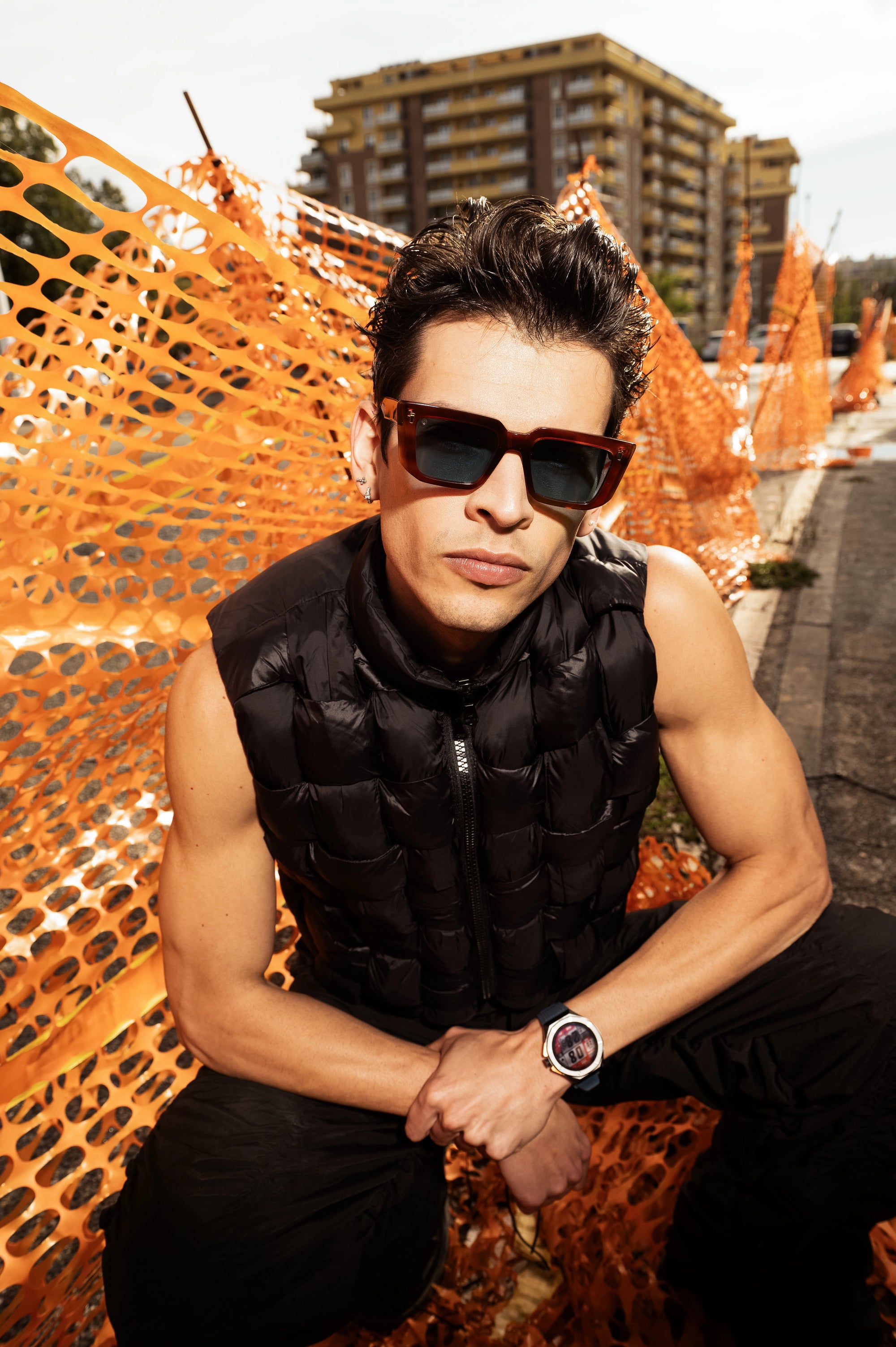 Kyme Eyewear Cozy10: streetwear bold rectangular sunglasses. Color Purple, Material Acetate cellulose, Size Large