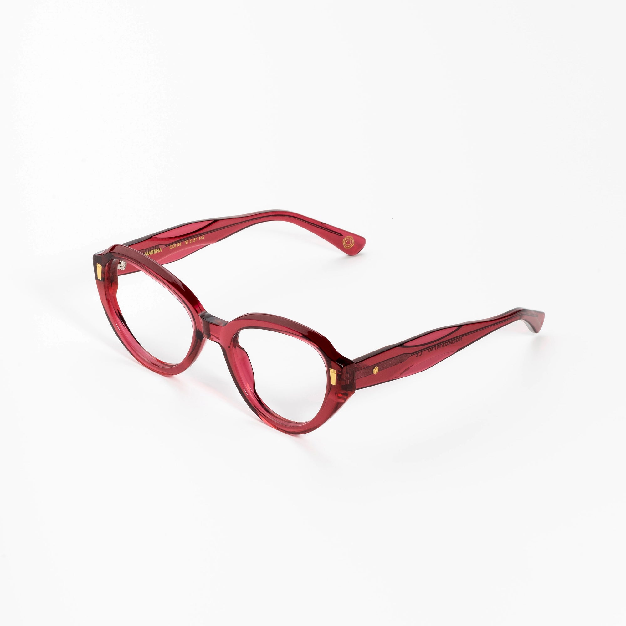 Kyme Eyewear Kyme Martina Red Sunglasses - Handmade Round Italian Eyewear. Color Red, Size Medium