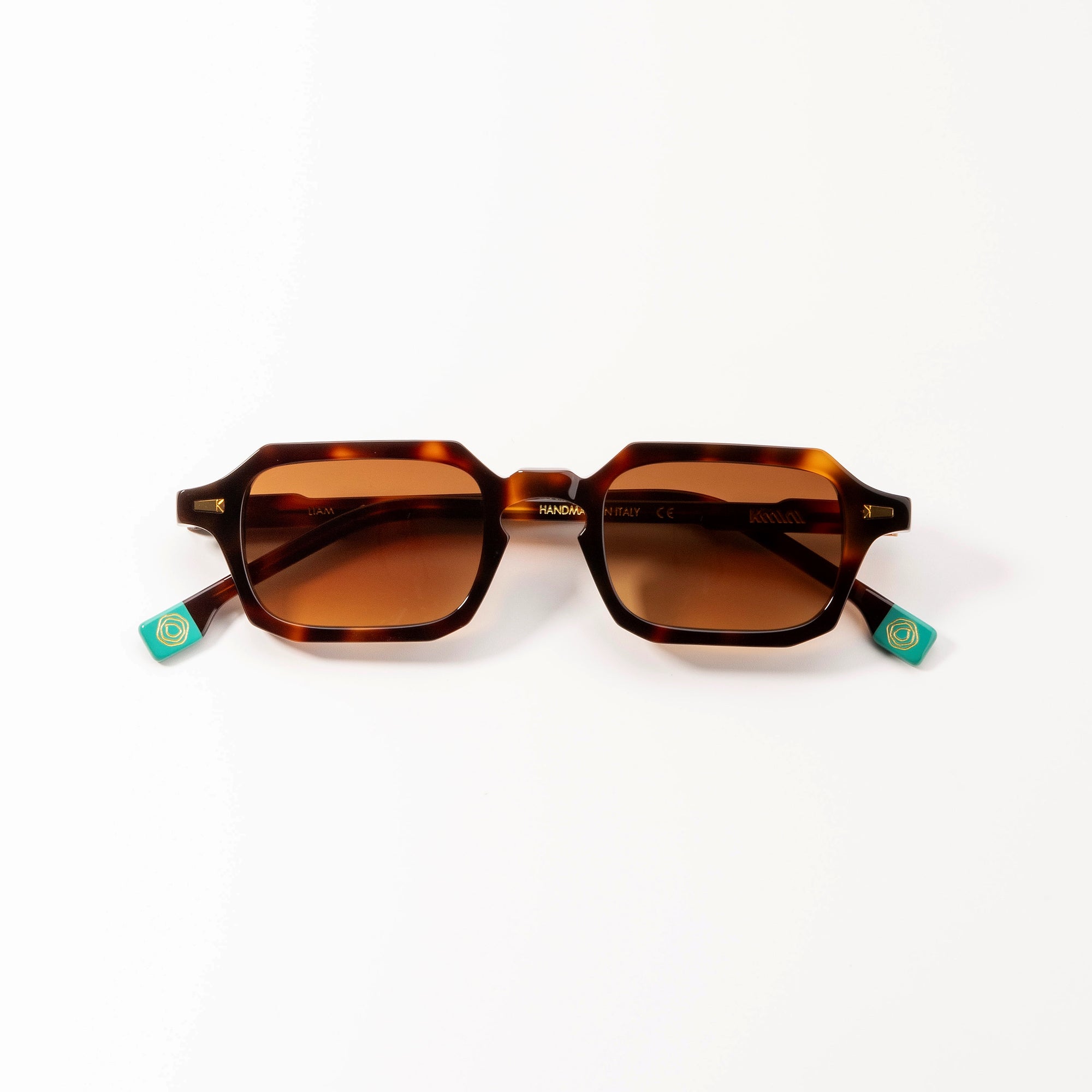 Kyme Eyewear Kyme Liam: Geometric Italian Sunglasses. Color Tobacco, Material Acetate cellulose, Size Medium