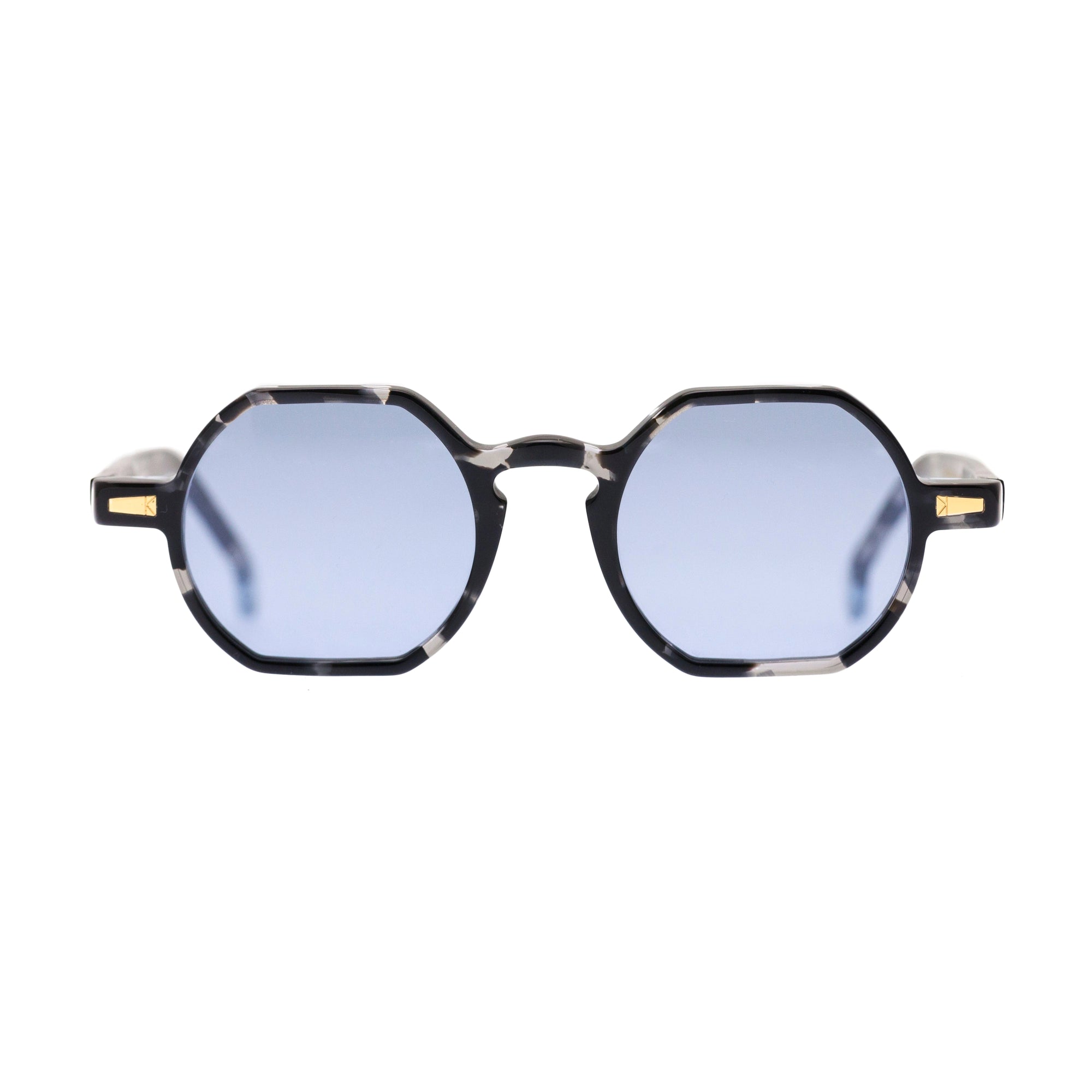 Kyme Eyewear Cassis: oval vintage sunglasses. Color Camouflage black, Material Acetate cellulose, Size Small