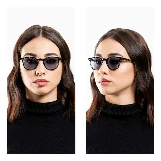 Kyme Eyewear Fernando: squared vintage sunglasses. Color Tobacco, Material Acetate cellulose, Size Small