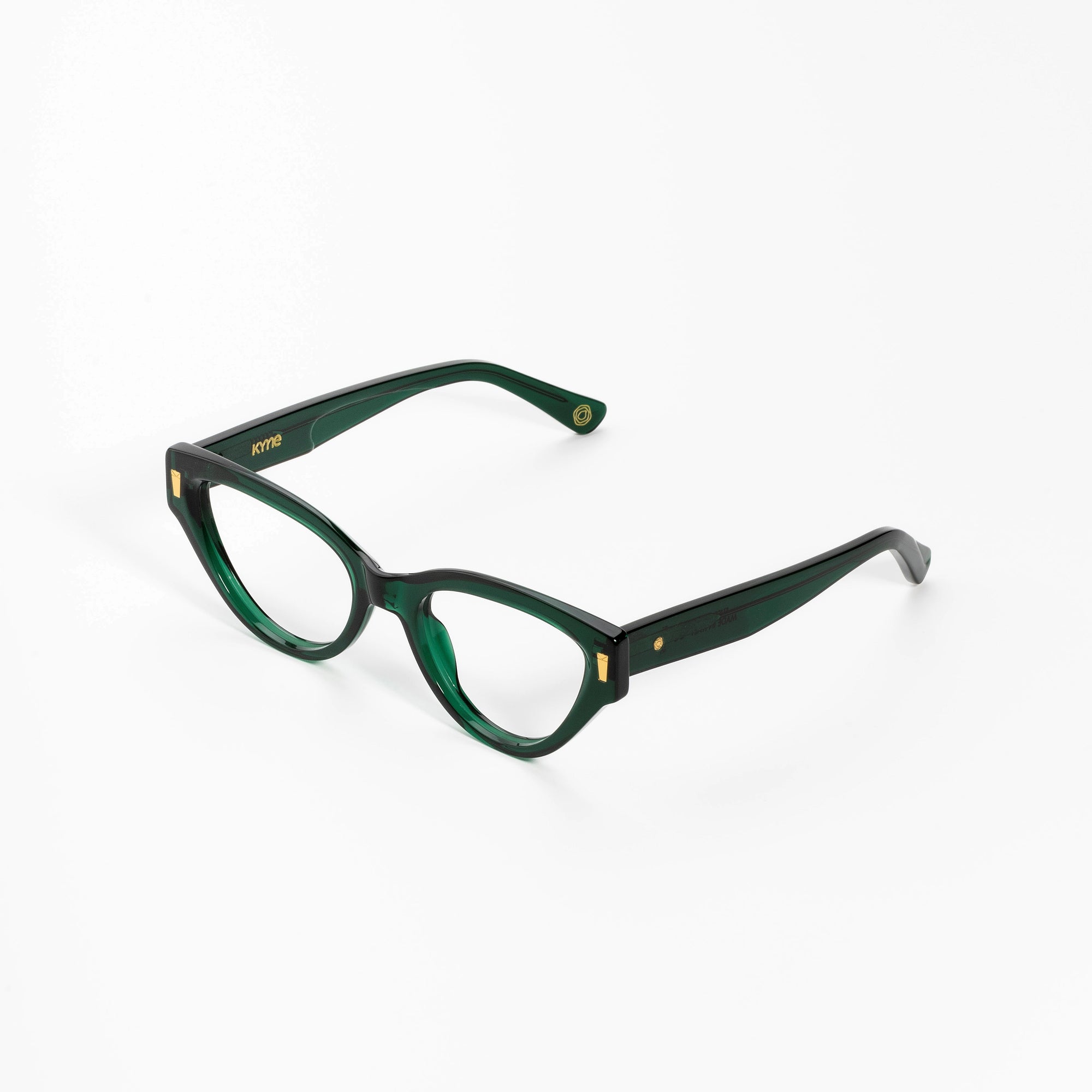 Kyme Eyewear Kyme Elisa Green Sunglasses - Handmade Cat-Eye Italian Eyewear. Color Green, Size Medium