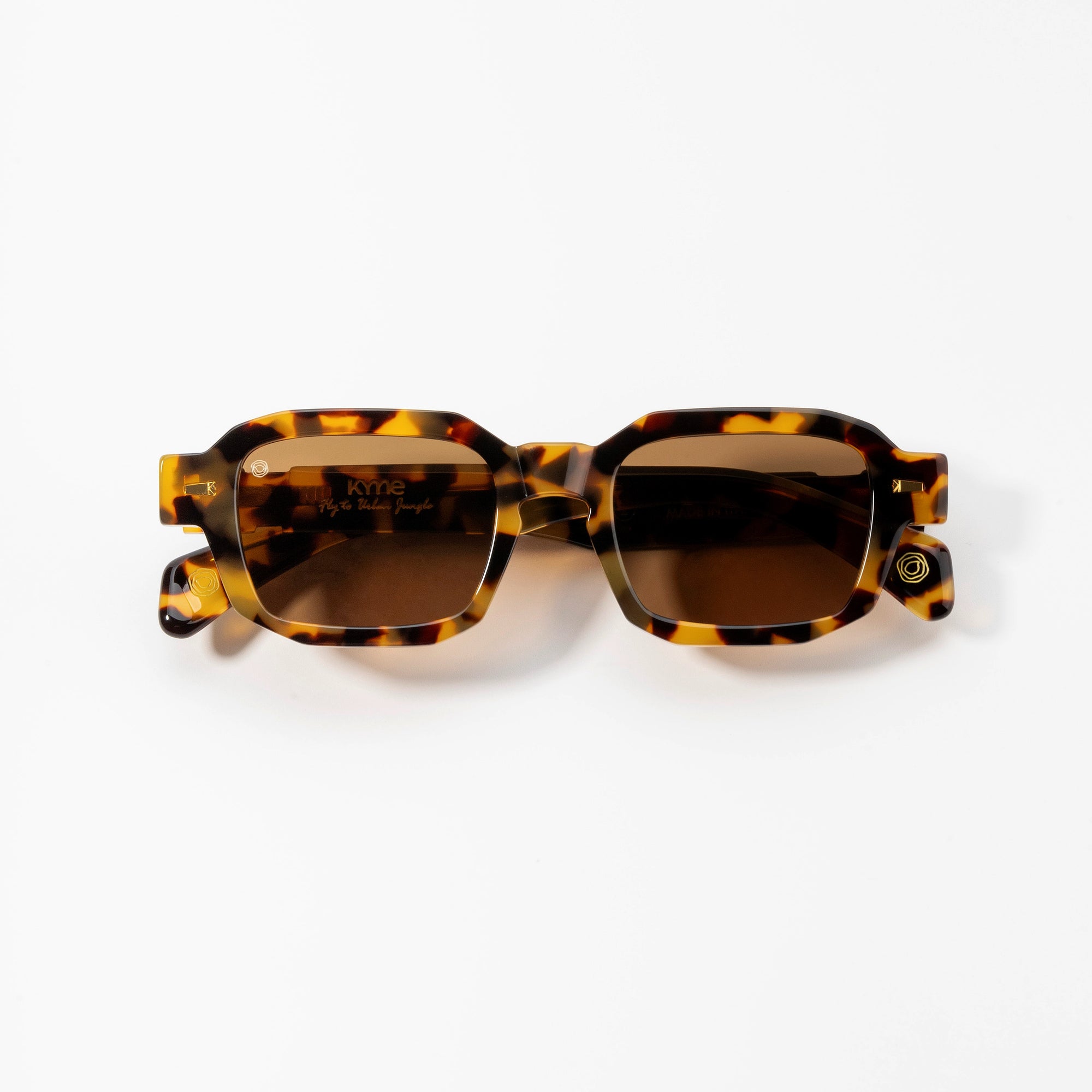 Kyme Eyewear Kyme Pulse Dark Avana Sunglasses - Handmade Bold Italian Eyewear. Color Dark Avana, Size Medium