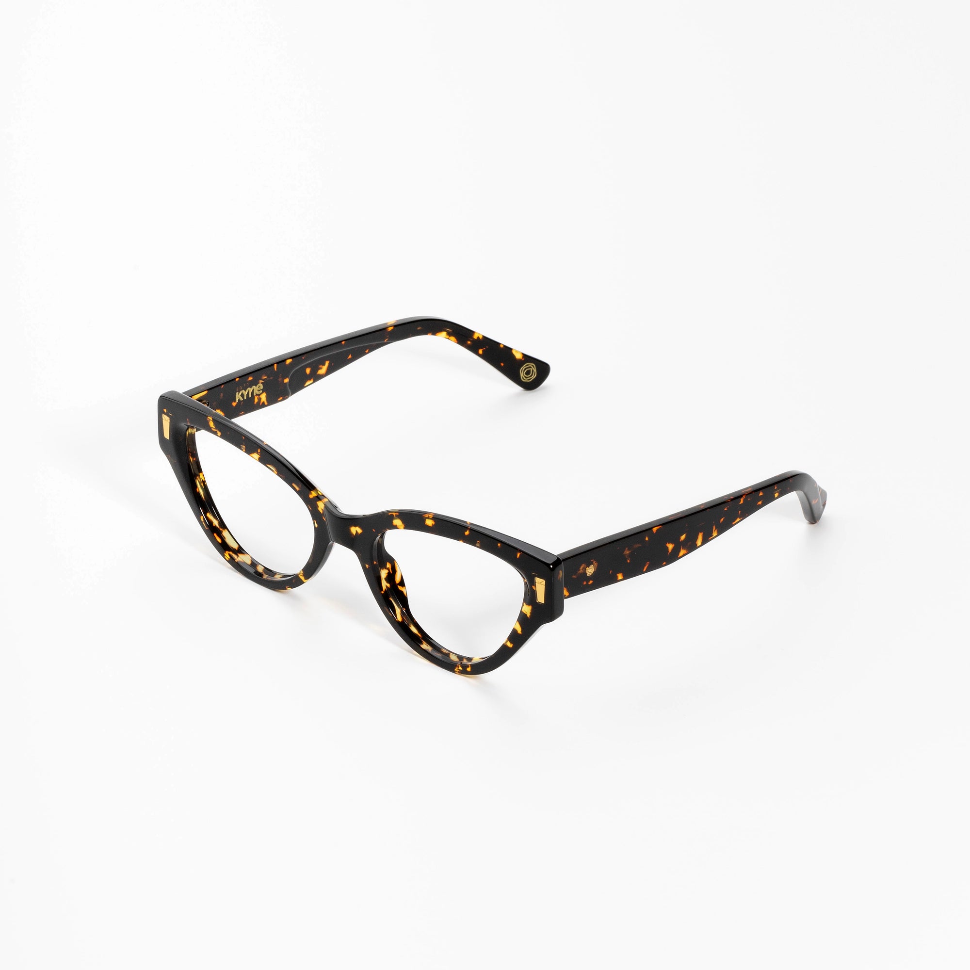Kyme Eyewear Kyme Elisa Dark Avana Sunglasses - Handmade Cat-Eye Italian Eyewear. Color Dark Avana, Size Medium