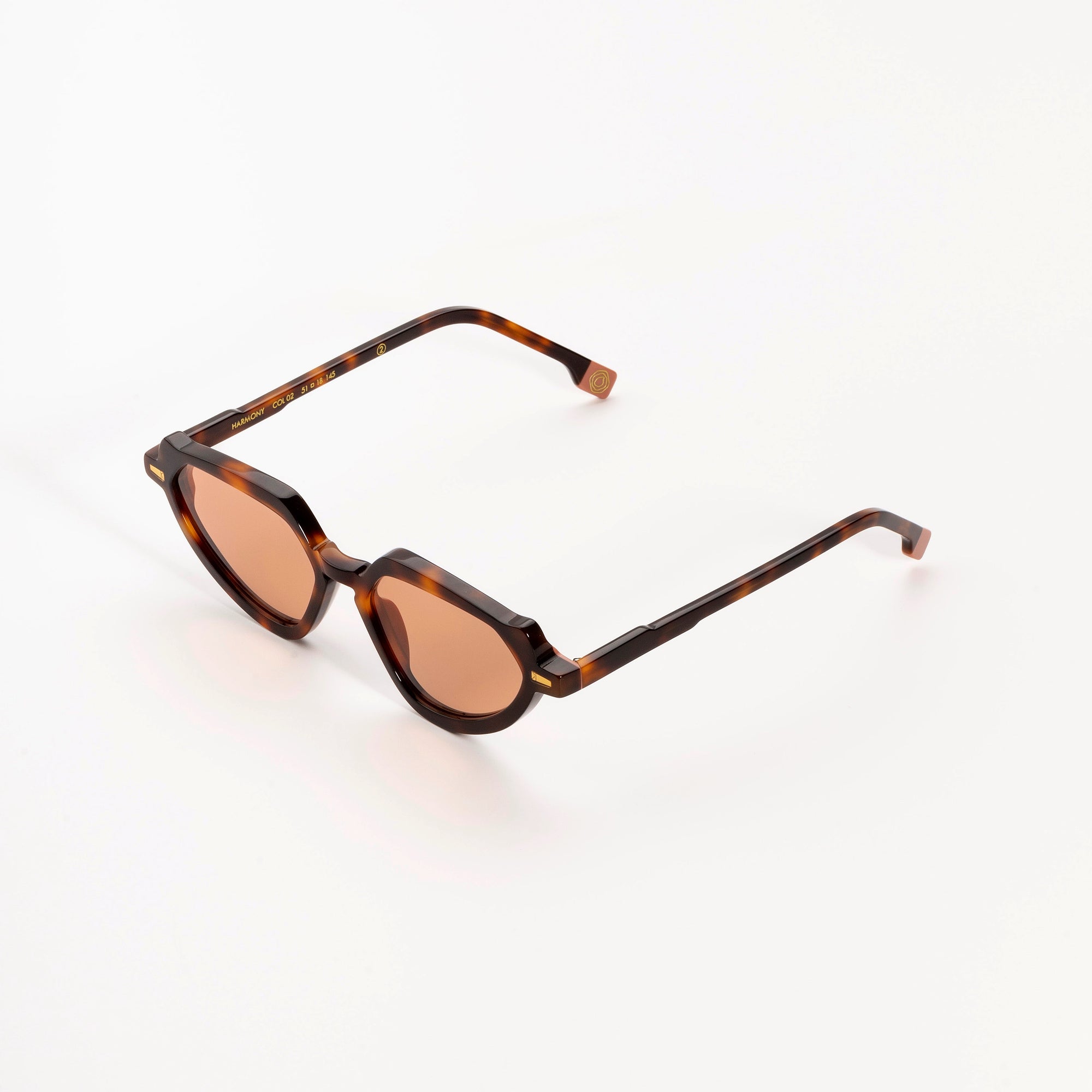 Kyme Eyewear Kyme Harmony: Geometric Italian Sunglasses with Vintage Flair. Color Tobacco, Material Acetate cellulose, Size Medium
