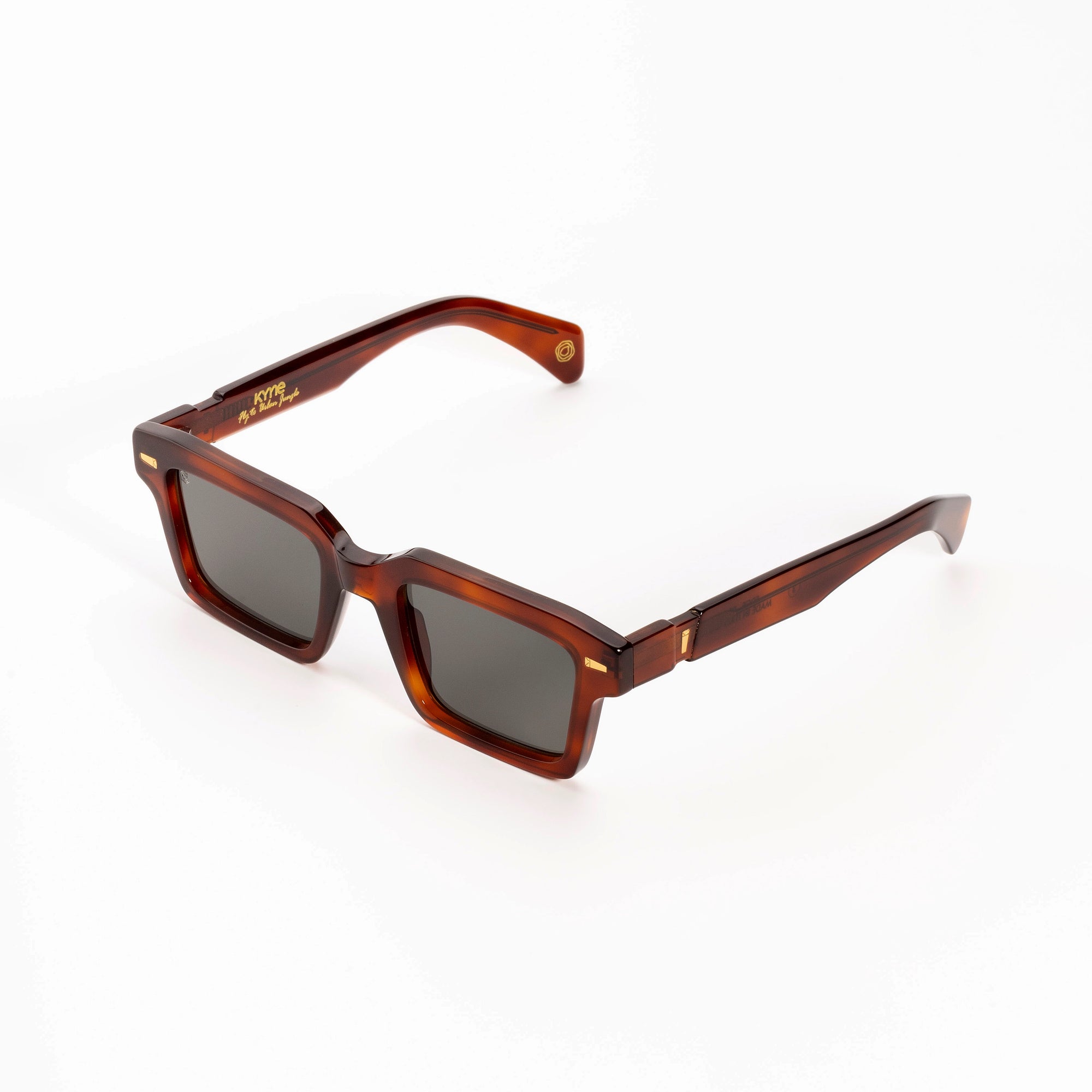 Kyme Eyewear Kyme Edge Bronze Sunglasses - Bold Handmade Italian Eyewear. Color Bronze, Size Medium