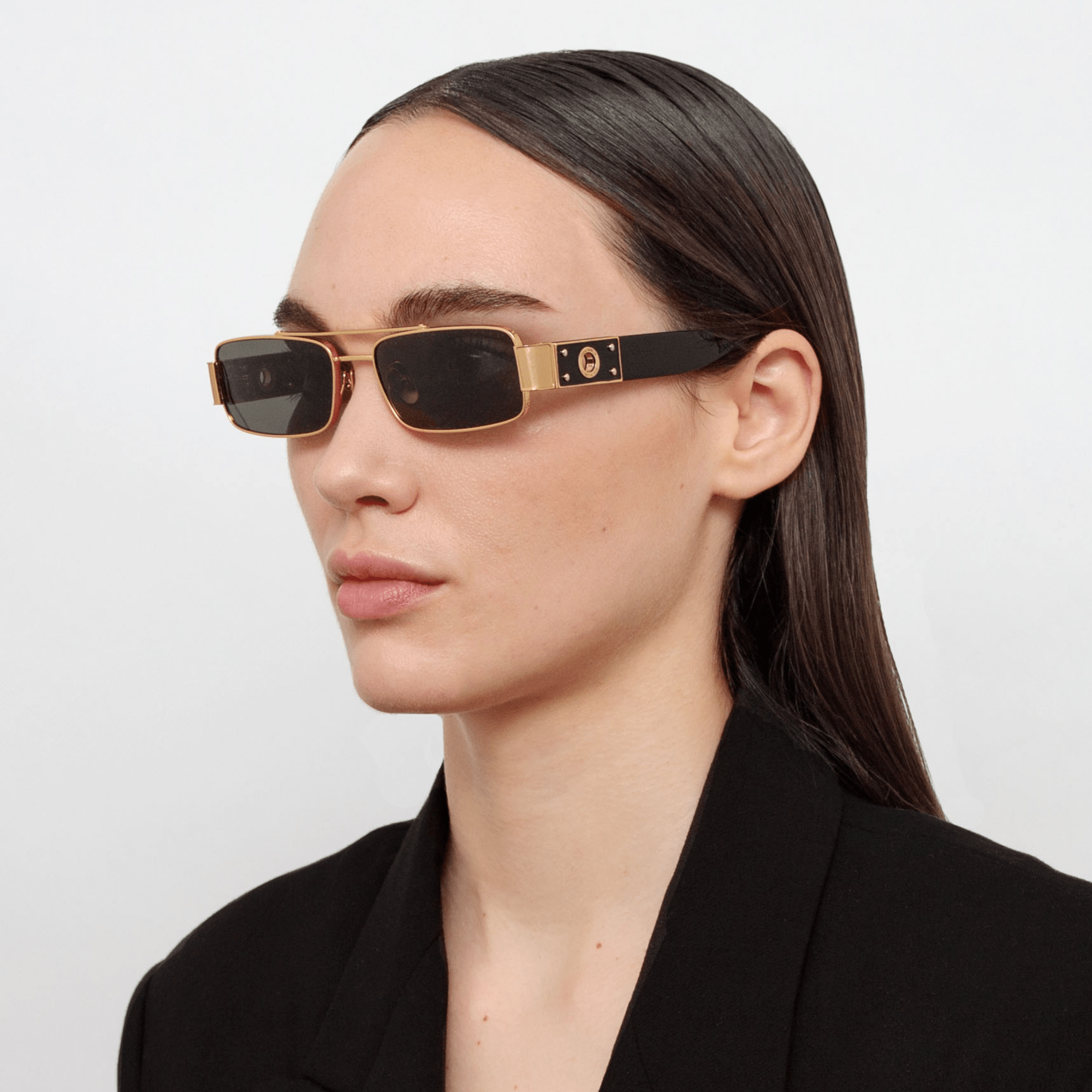 Joey Sunglasses in 22K Gold and Grey