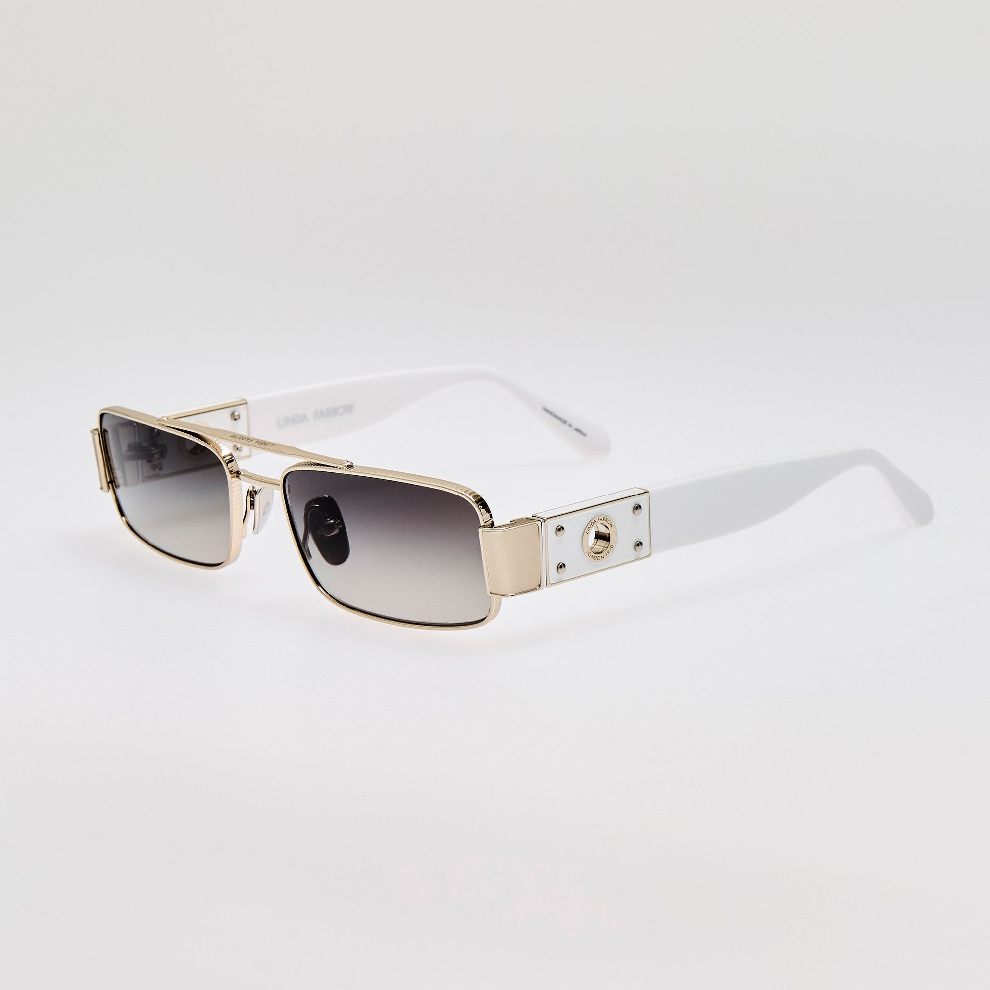 Joey Sunglasses in 22K White Gold and Grey
