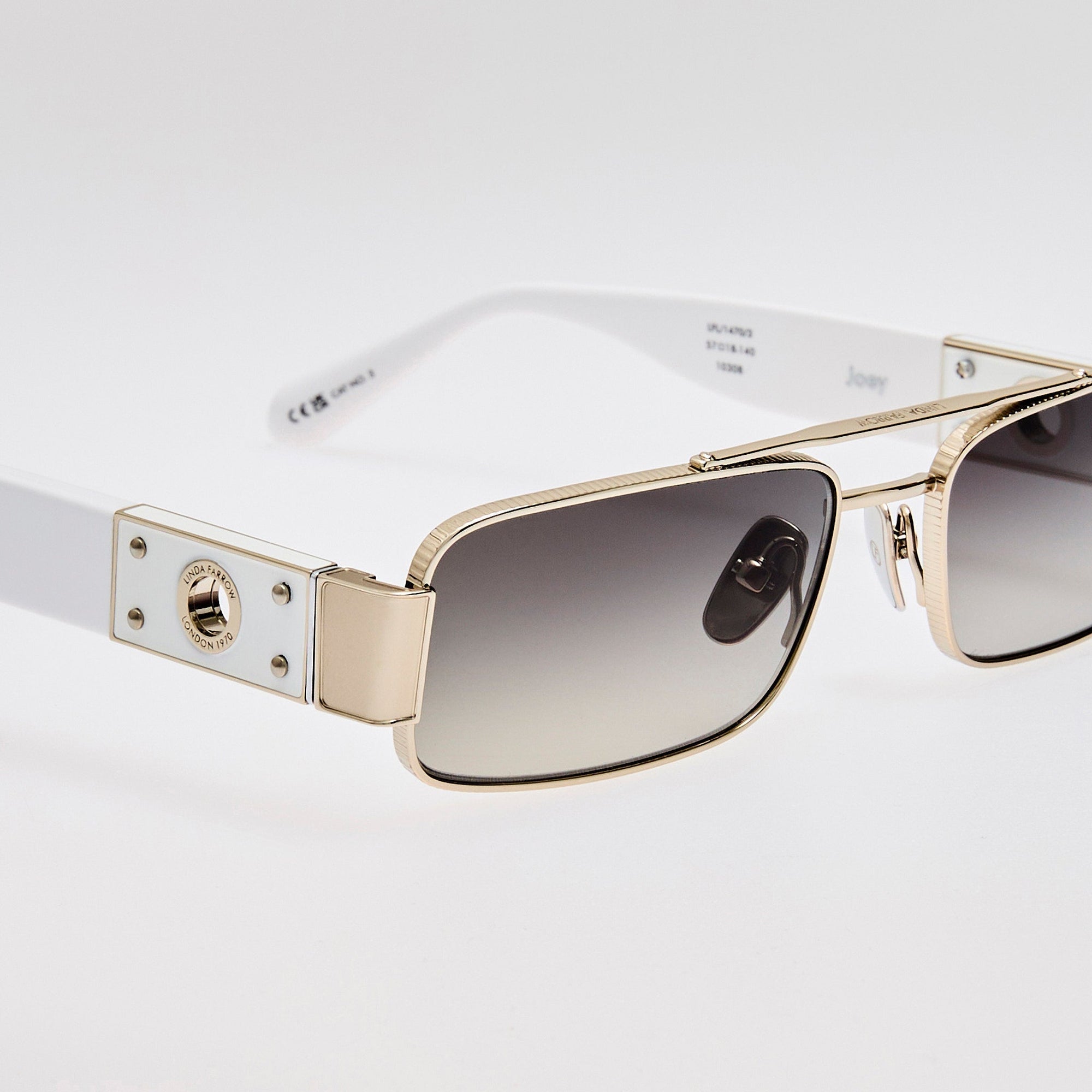 Joey Sunglasses in 22K White Gold and Grey