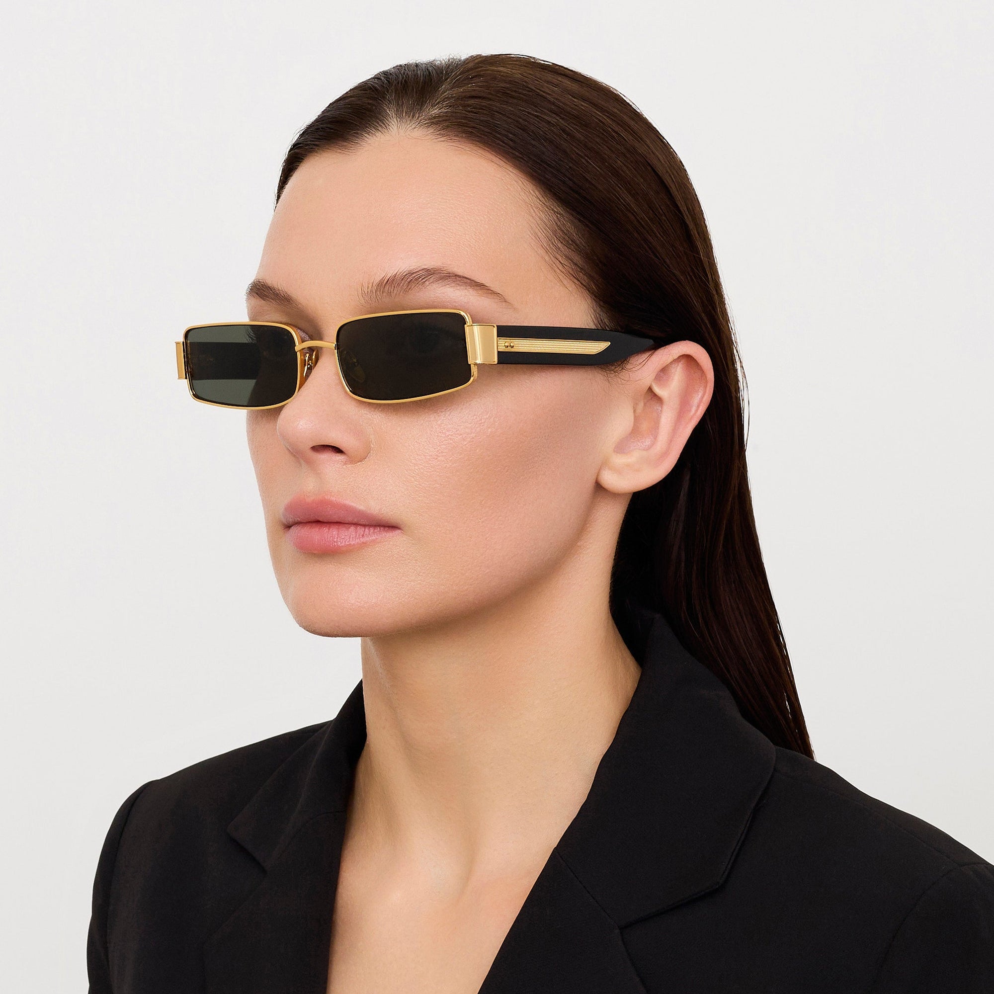 Kaia Sunglasses in 22K Gold and Grey