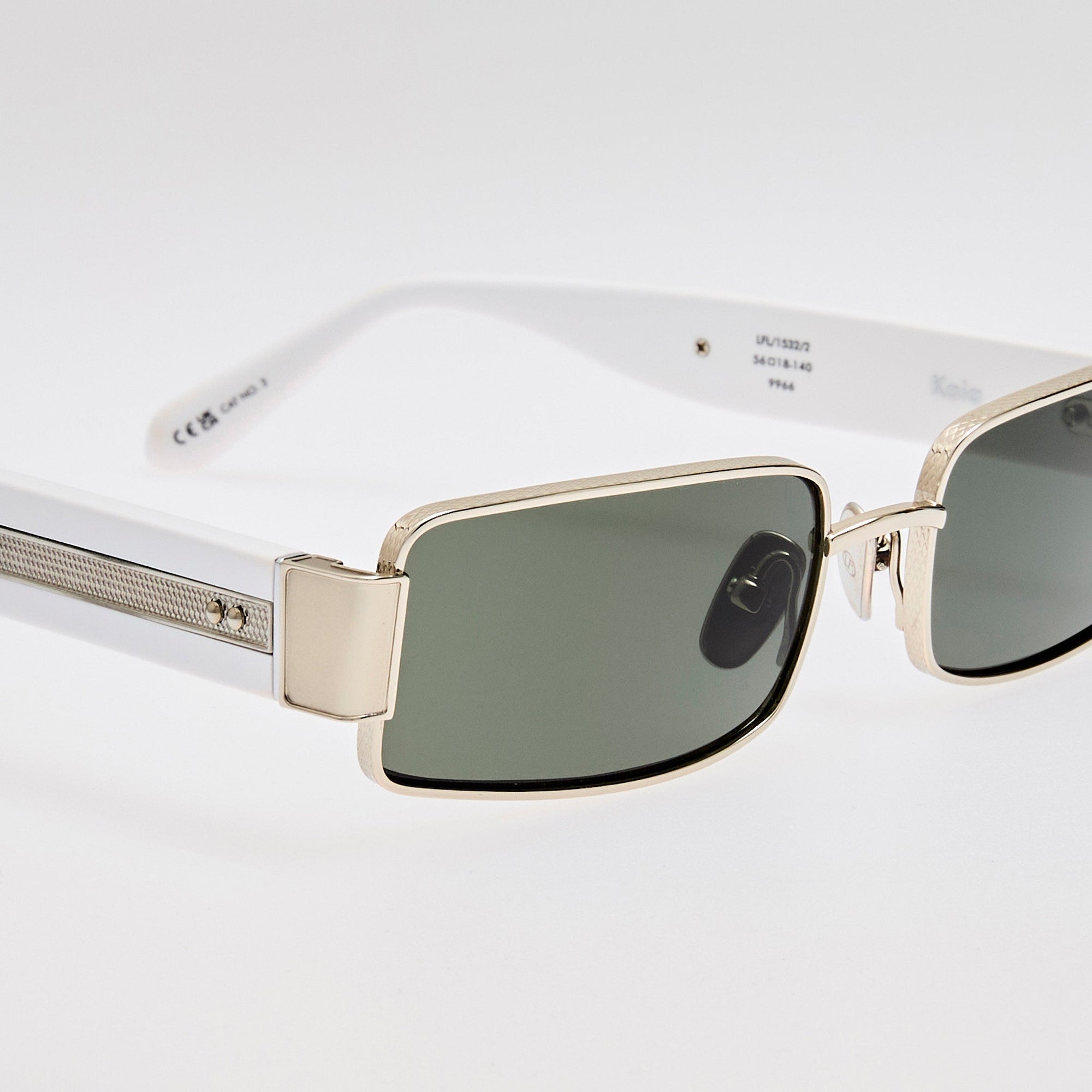 Kaia Sunglasses in 22K White Gold and Grey