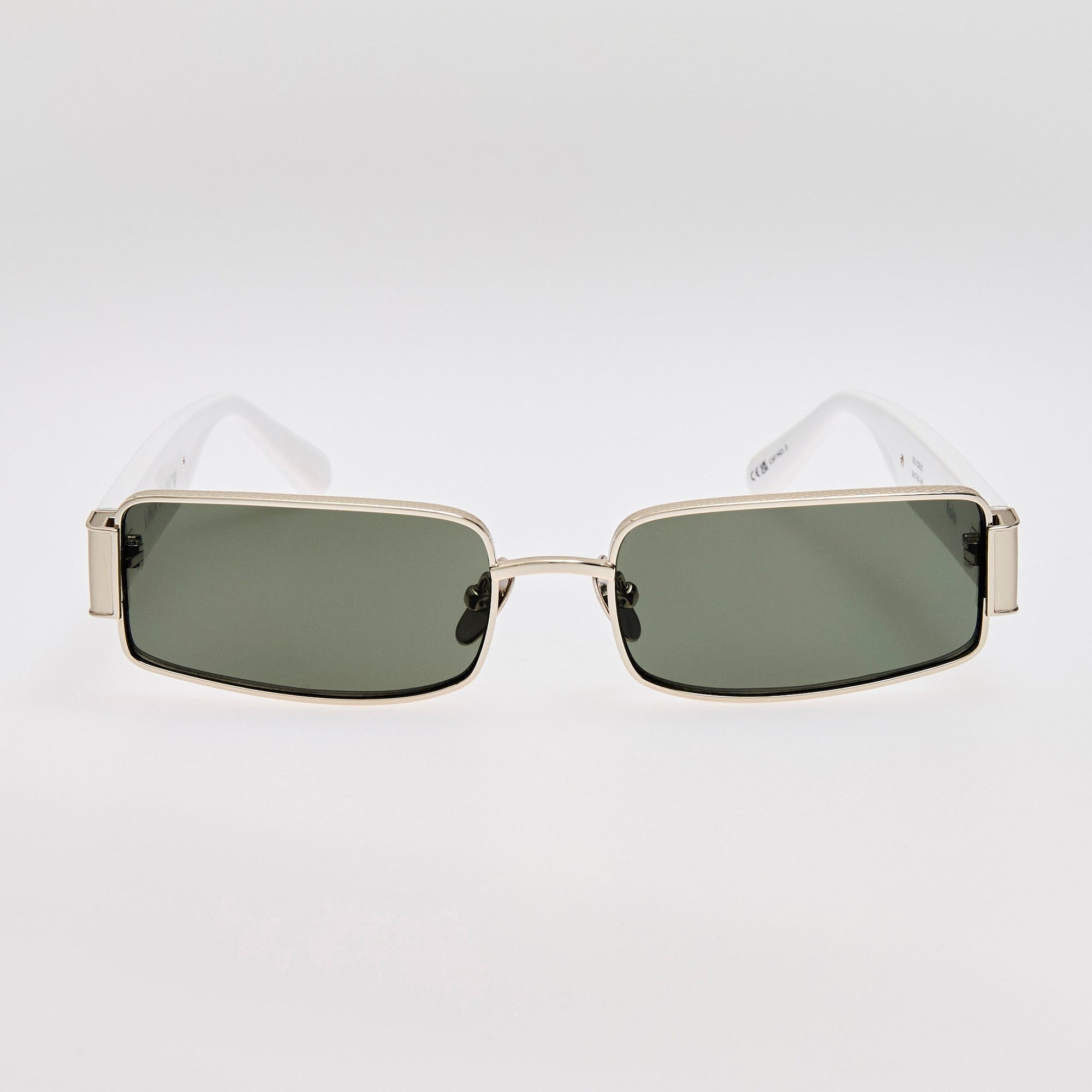 Kaia Sunglasses in 22K White Gold and Grey