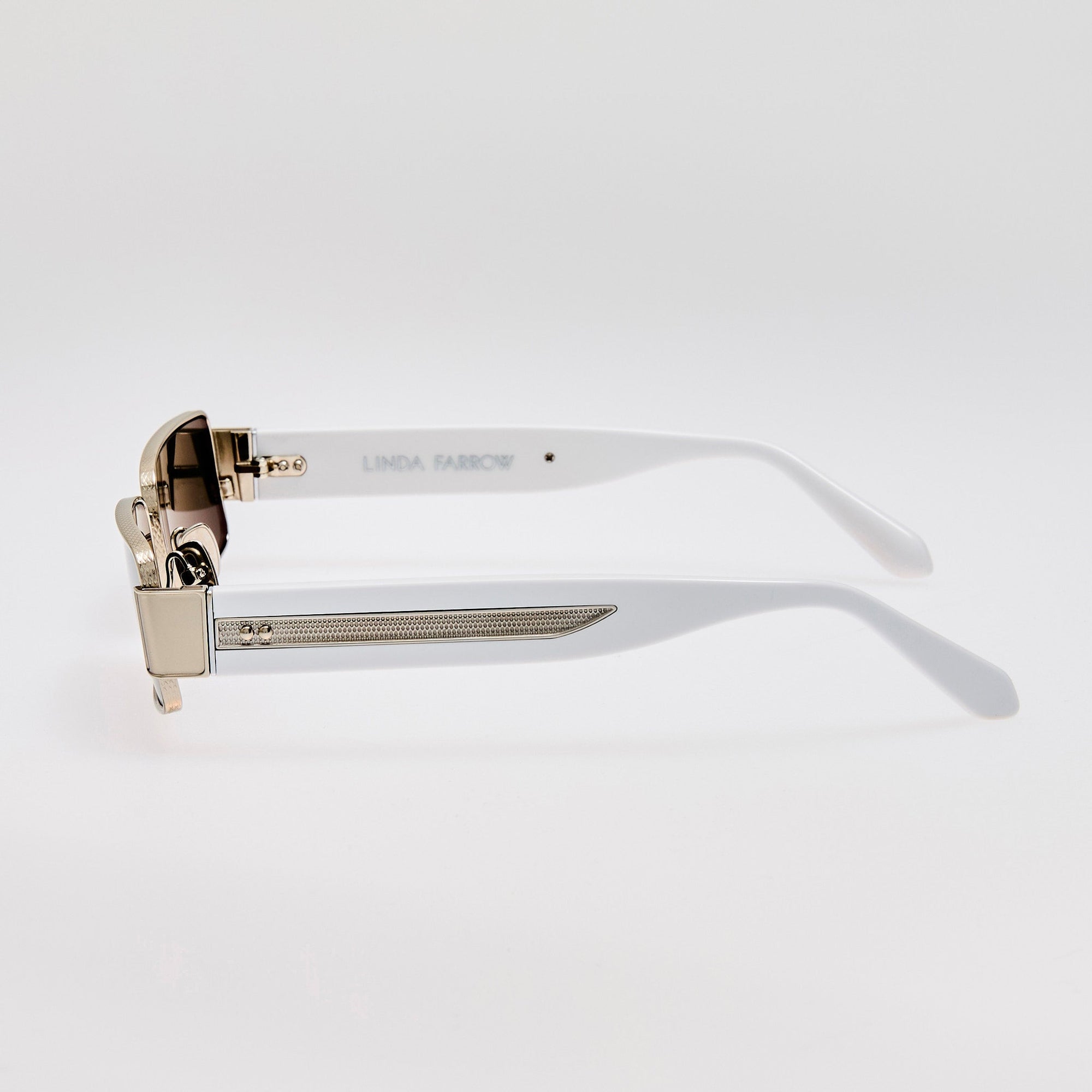 Kaia Sunglasses in 22K White Gold and Grey