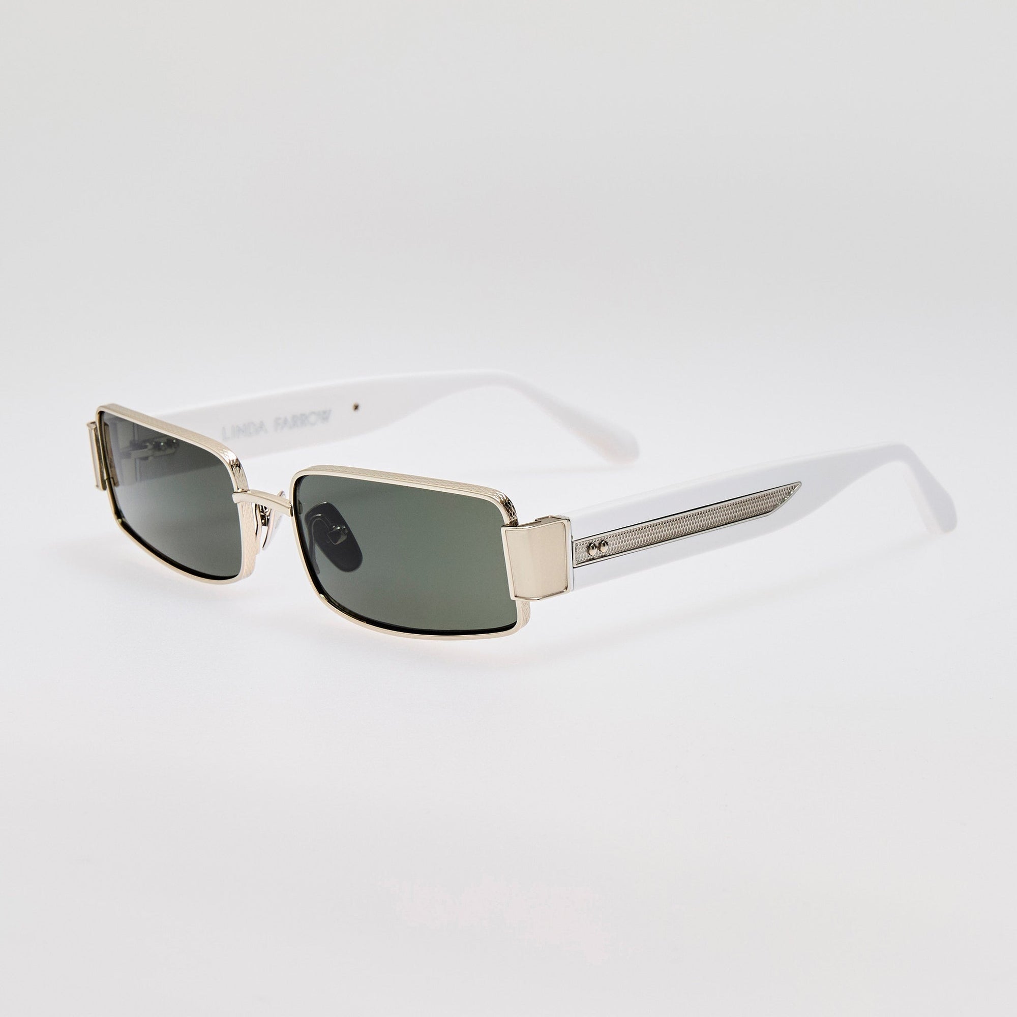 Kaia Sunglasses in 22K White Gold and Grey
