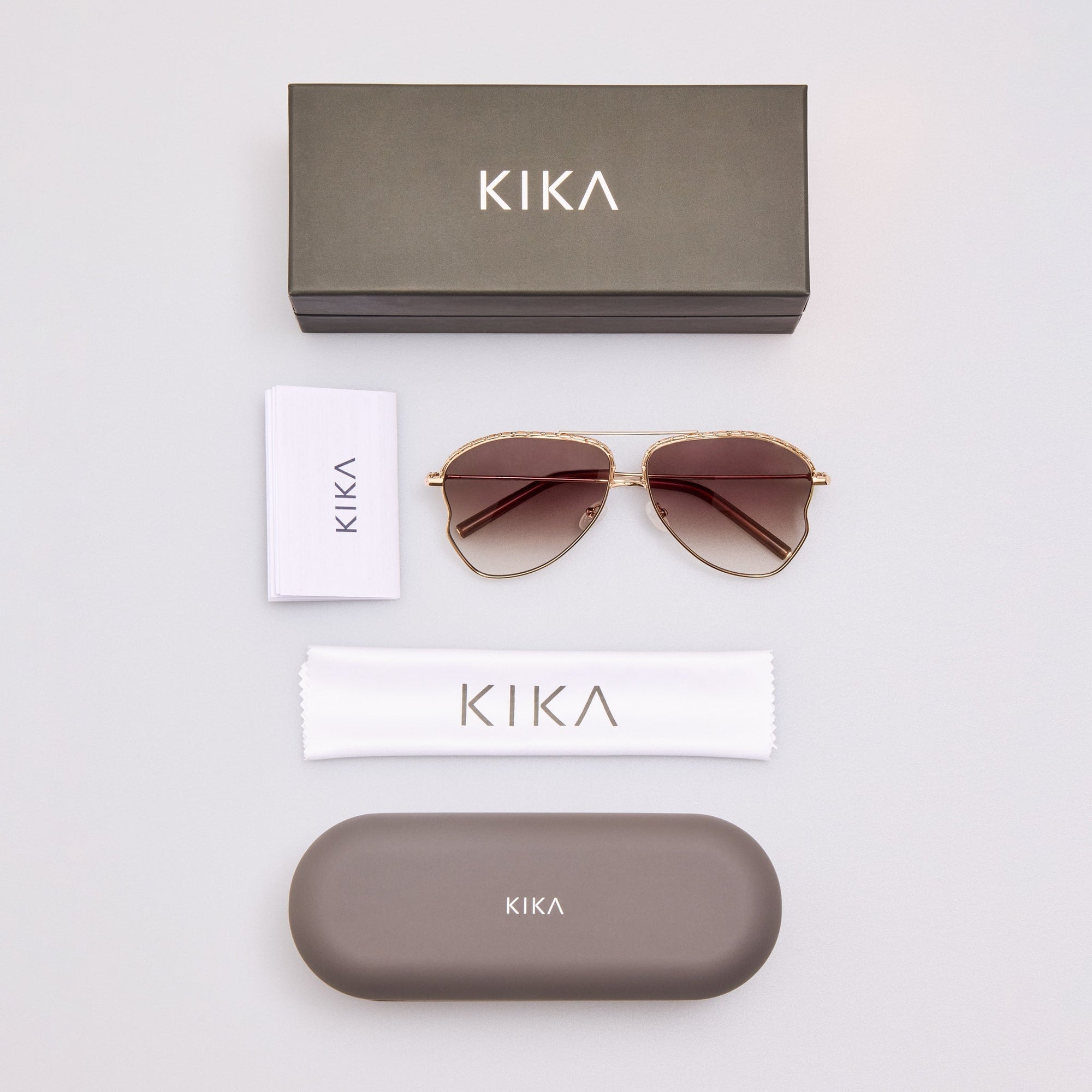 Kika Aviator Sunglasses in Mocha and Rose Gold