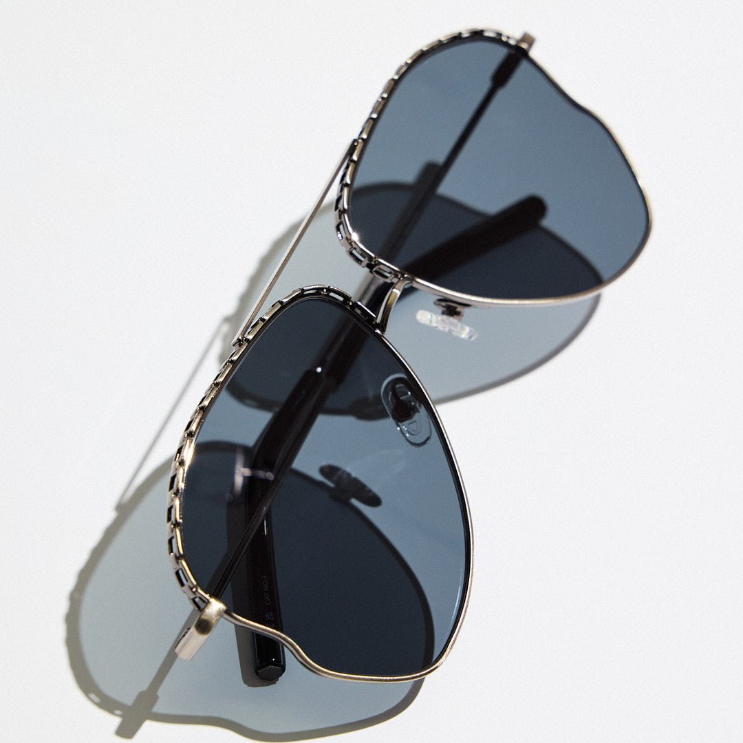 Kika Mendoza Sunglasses in Antique Silver and Grey