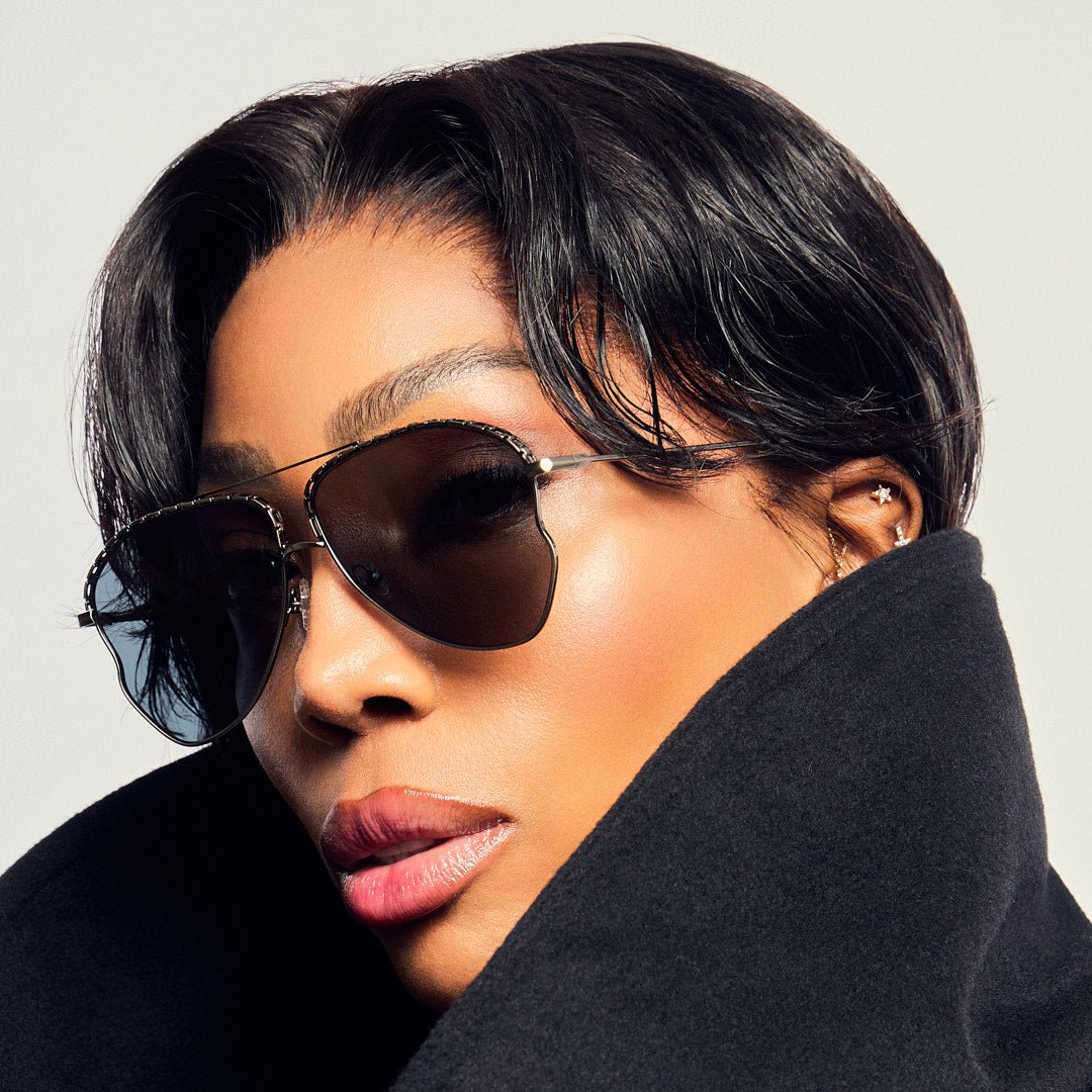 Kika Mendoza Sunglasses in Antique Silver and Grey