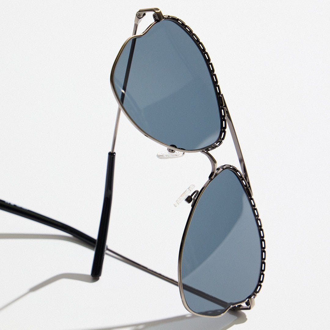 Kika Mendoza Sunglasses in Antique Silver and Grey