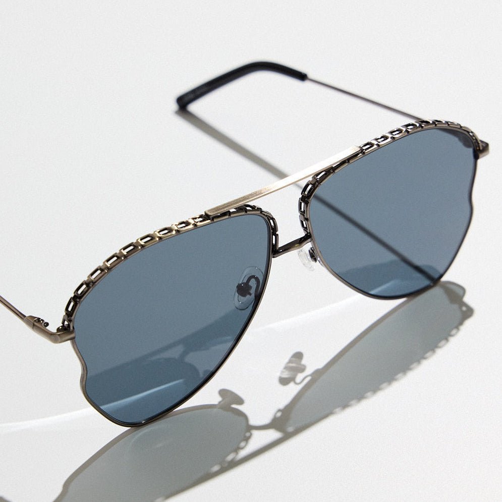 Kika Mendoza Sunglasses in Antique Silver and Grey