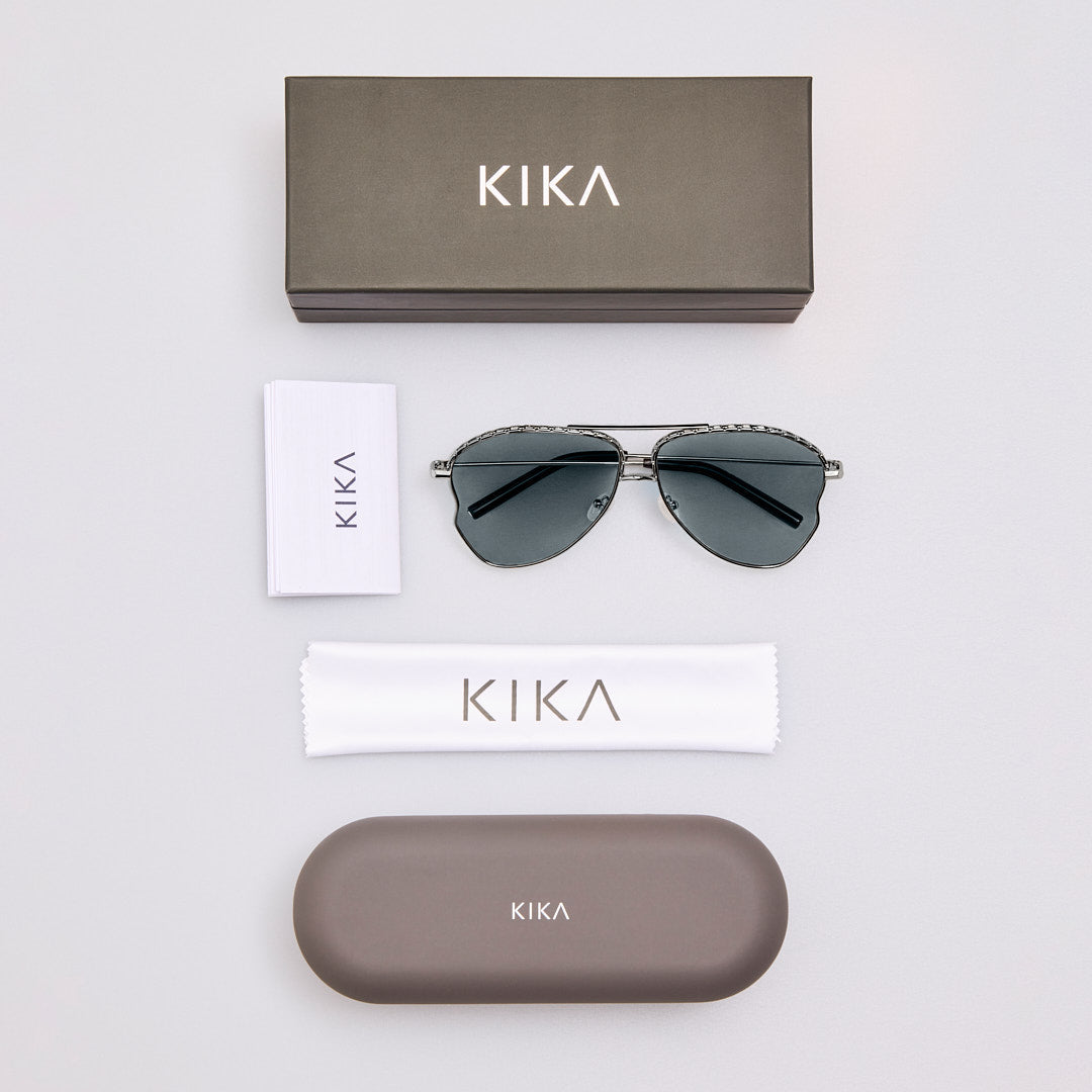 Kika Mendoza Sunglasses in Antique Silver and Grey