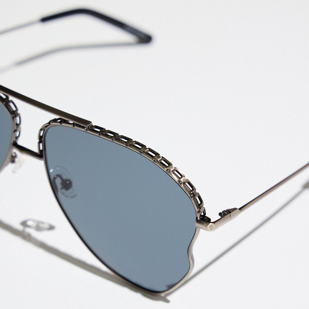 Kika Mendoza Sunglasses in Antique Silver and Grey
