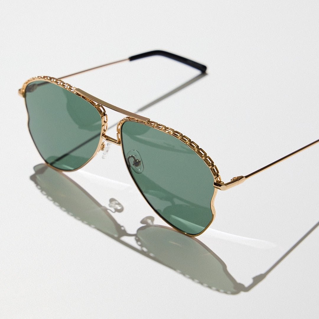 Kika Mendoza Sunglasses in Gold and Green